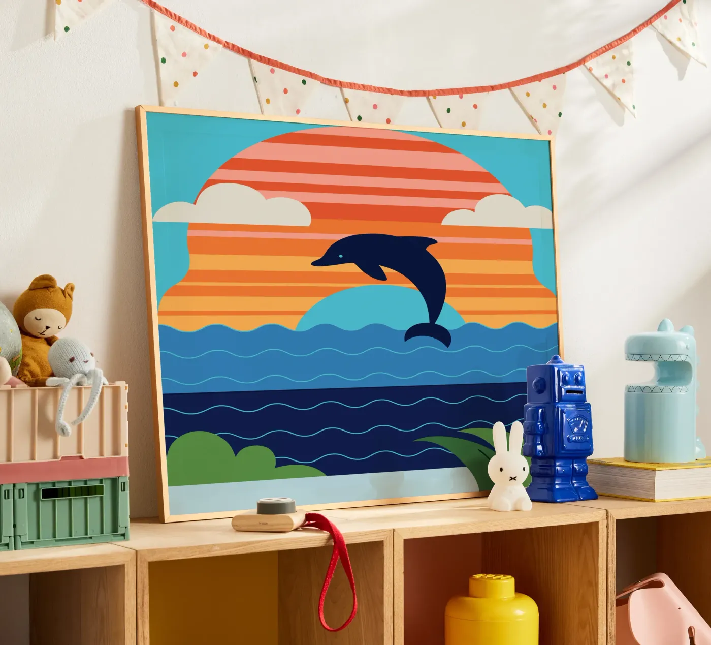 Delfin-Sonnenuntergang Poster von PROTECT ANIMALS