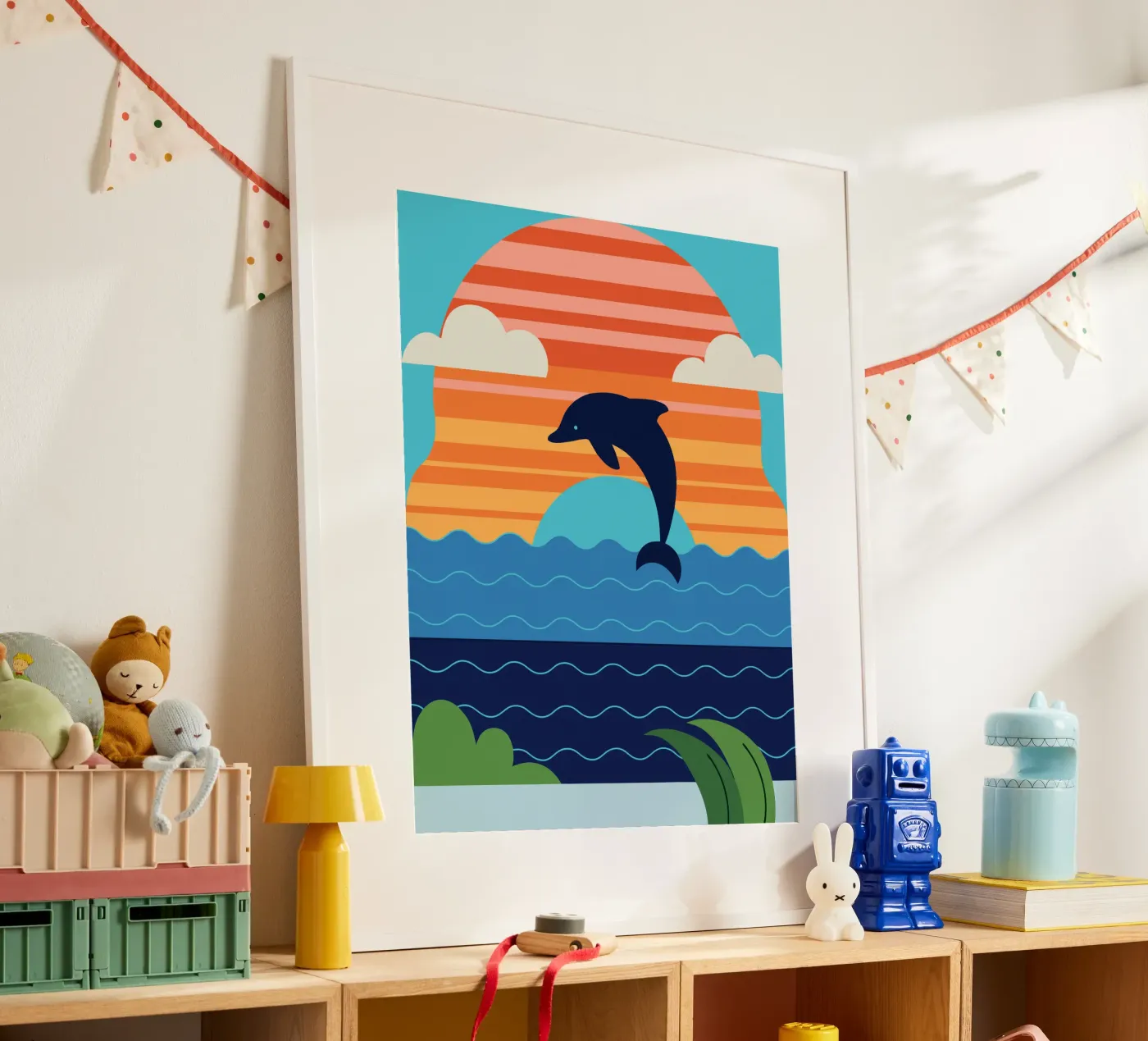 Delfin-Sonnenuntergang Poster von PROTECT ANIMALS