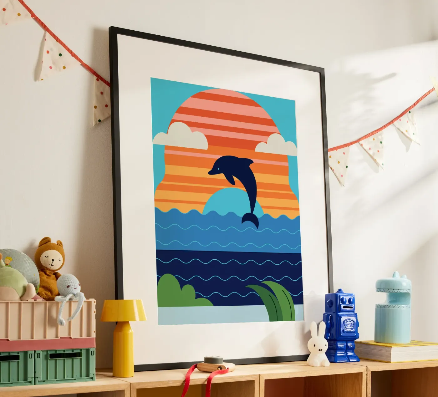 Delfin-Sonnenuntergang Poster von PROTECT ANIMALS