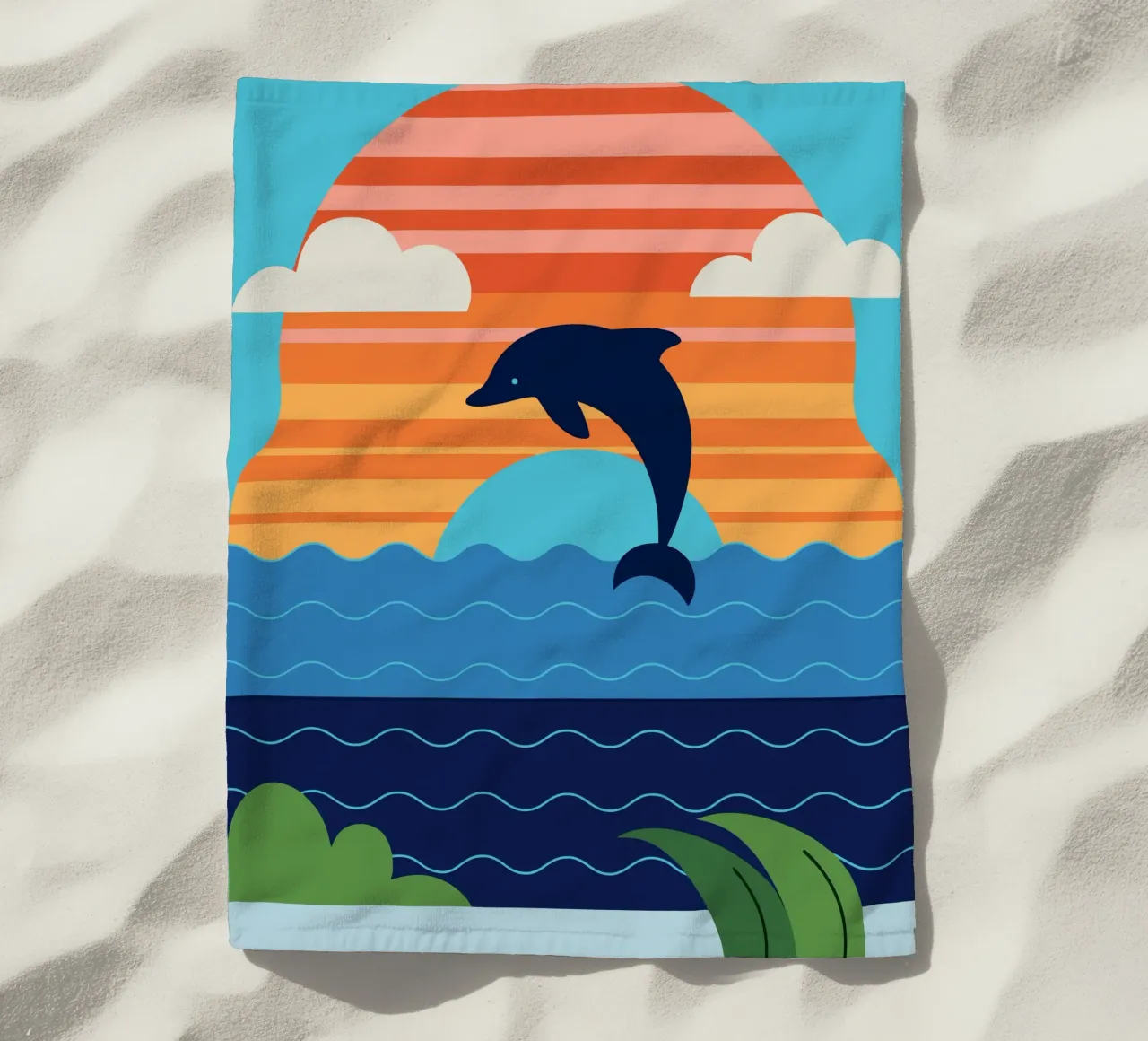 Tramonto dei delfini telo mare da PROTECT ANIMALS