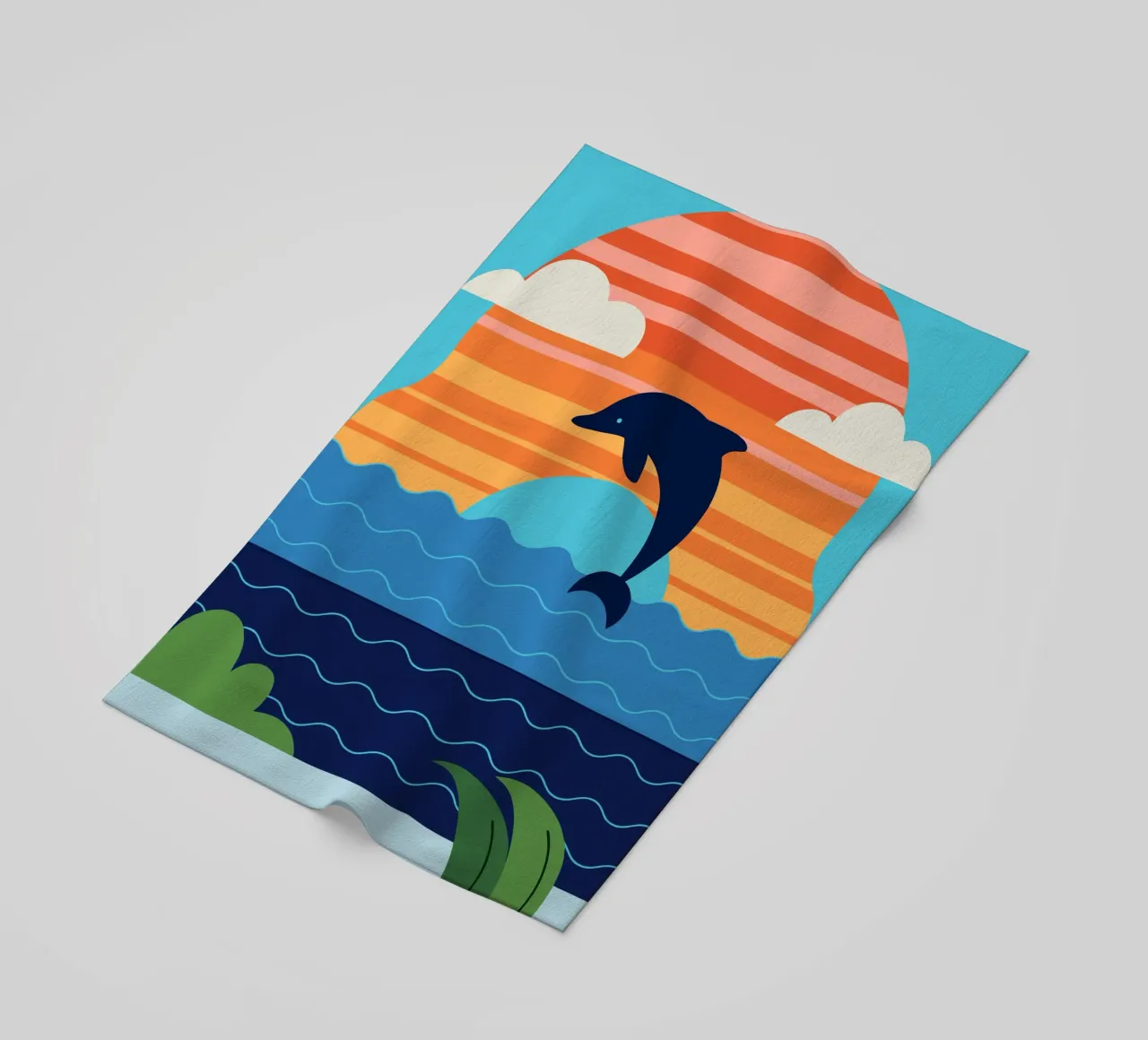 Tramonto dei delfini telo mare da PROTECT ANIMALS