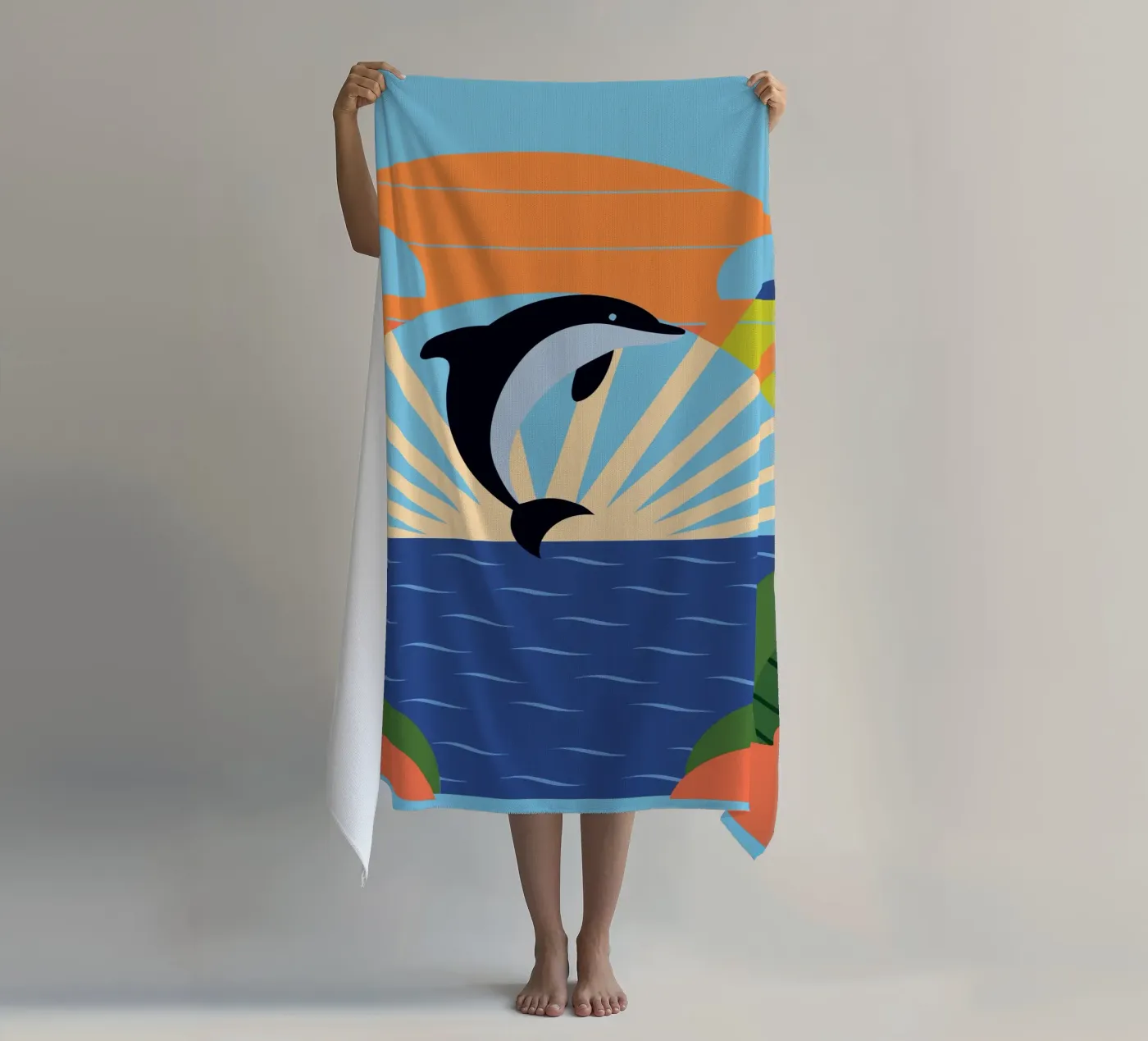 Dolfijn Zonsondergang strandhanddoek van PROTECT ANIMALS