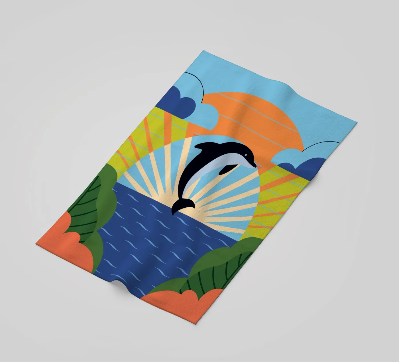 Dolfijn Zonsondergang strandhanddoek van PROTECT ANIMALS