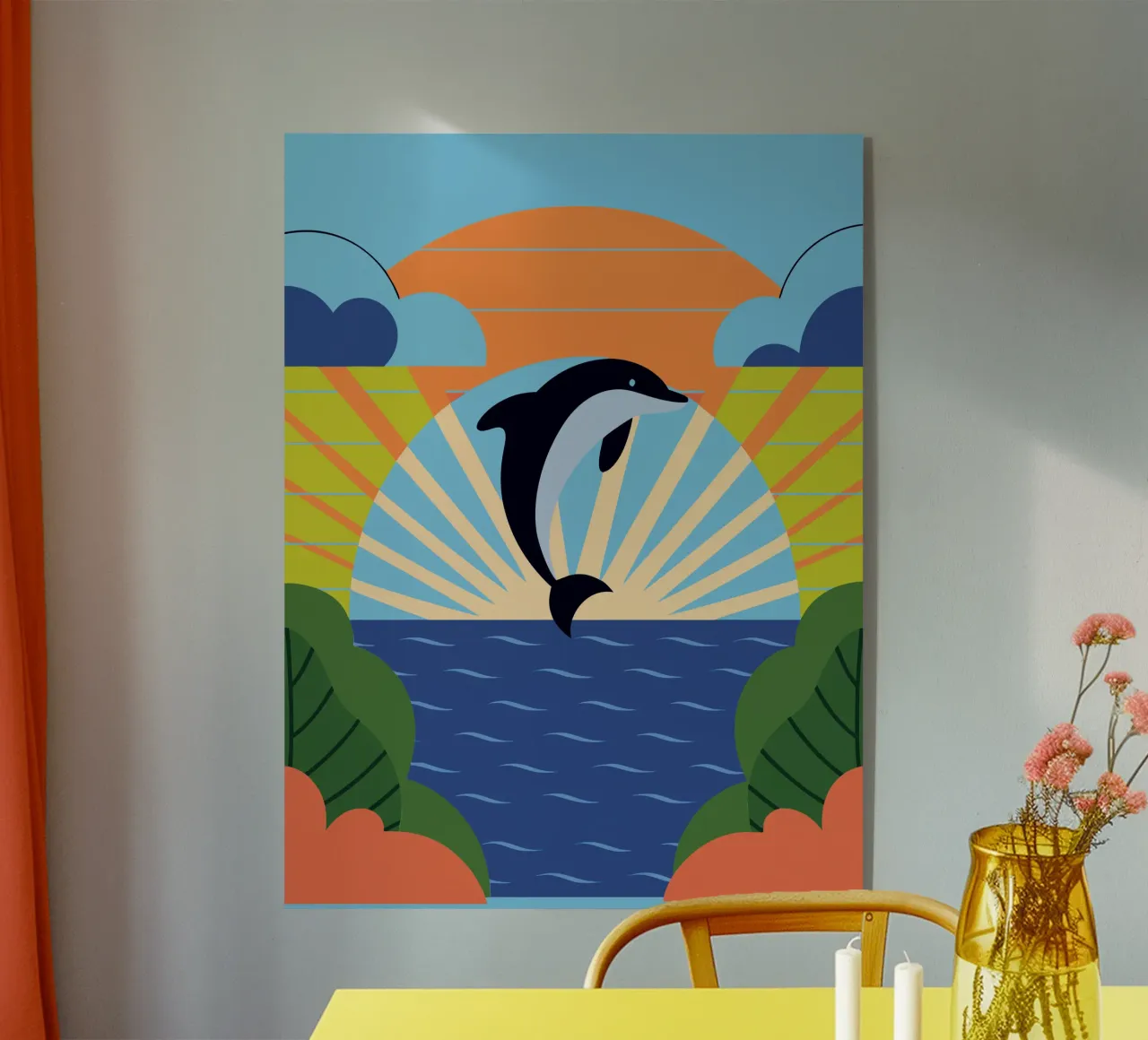 Coucher de soleil sur les dauphins plexiglas de PROTECT ANIMALS