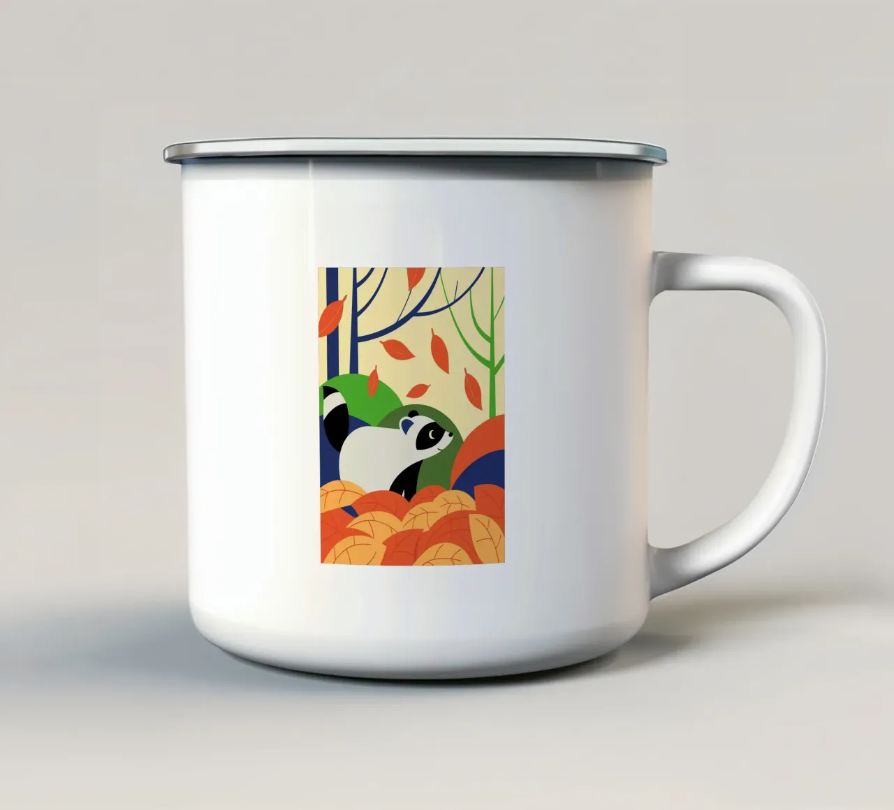 Procione in autunno tazza in smalto da PROTECT ANIMALS