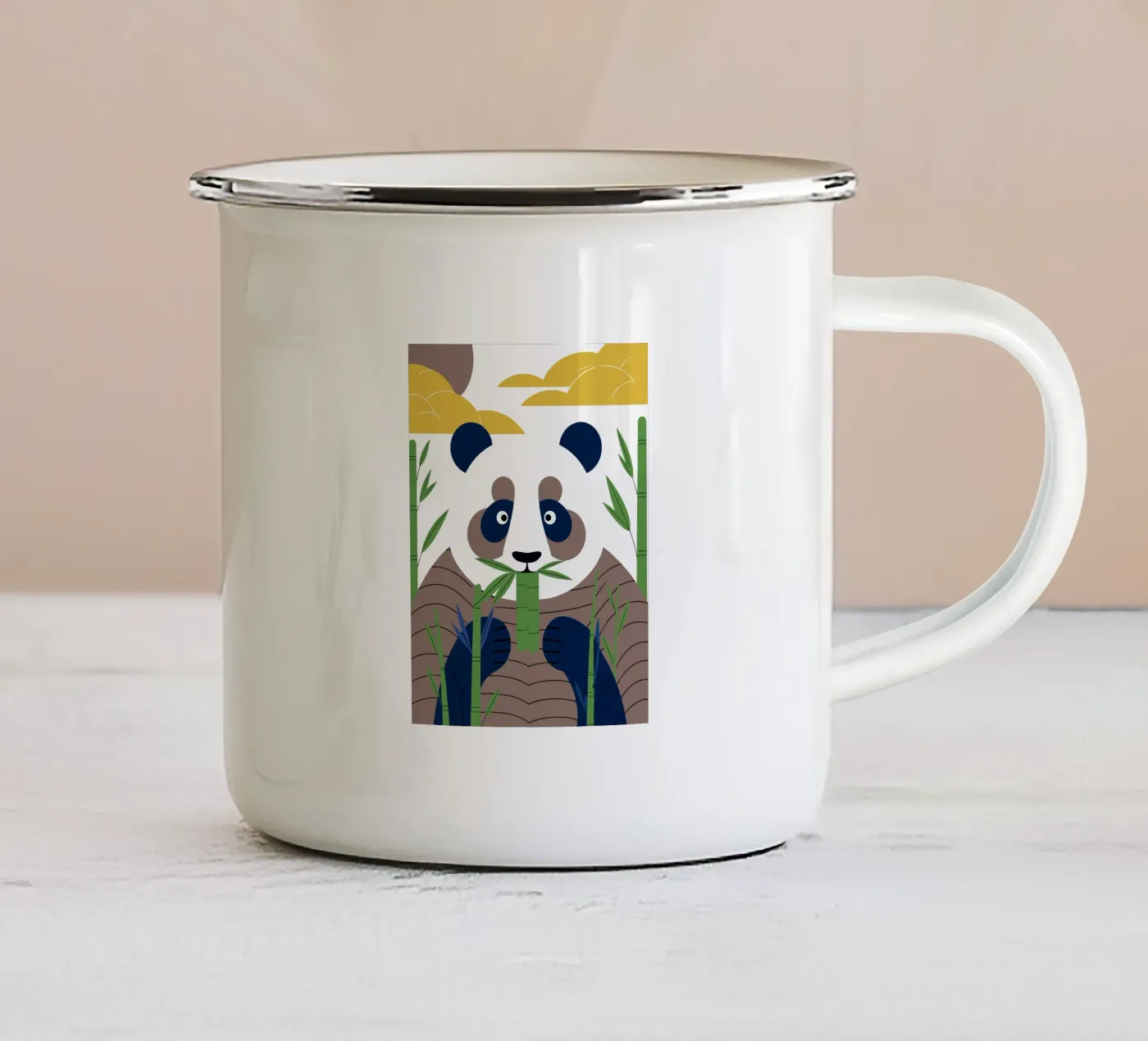 Panda eet bamboe emaille mok van PROTECT ANIMALS