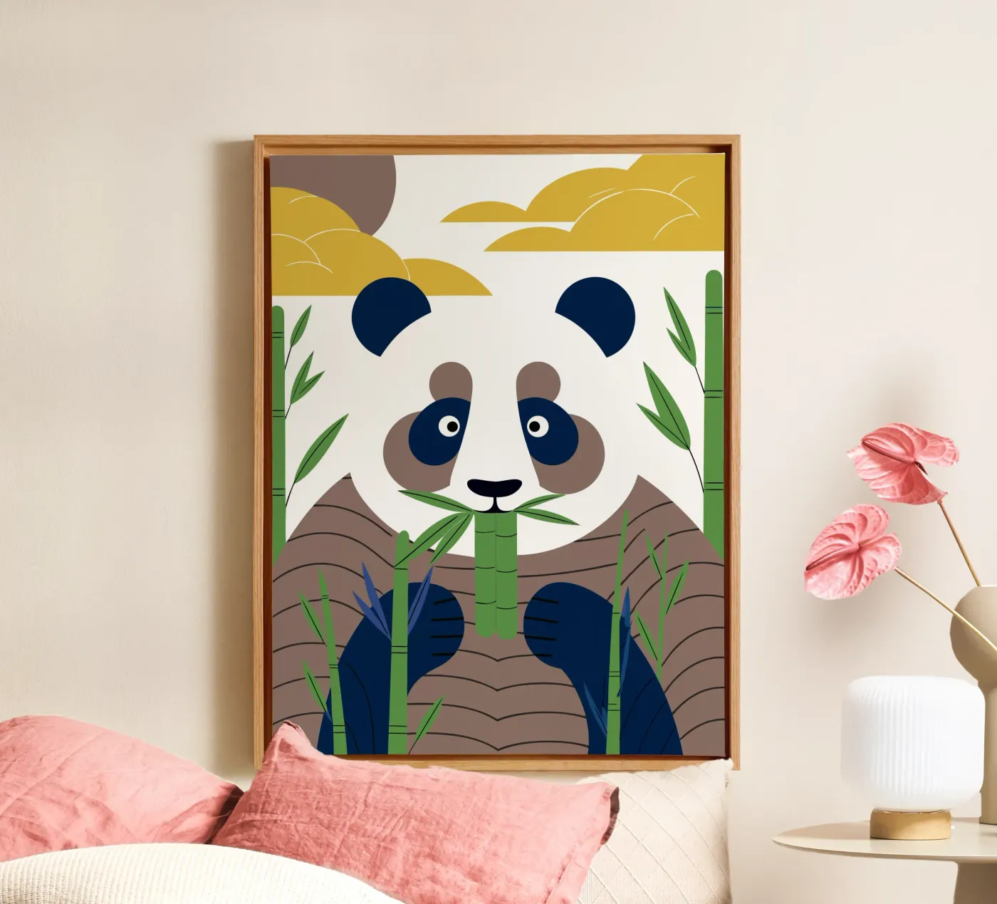 Panda eet bamboe canvas van PROTECT ANIMALS