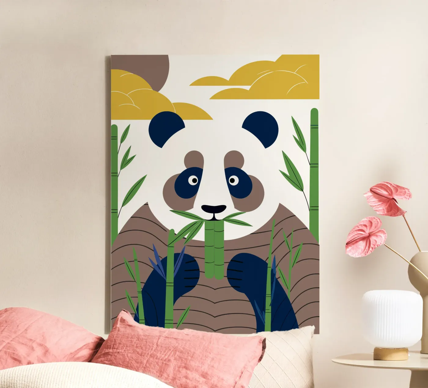 Panda eet bamboe canvas van PROTECT ANIMALS
