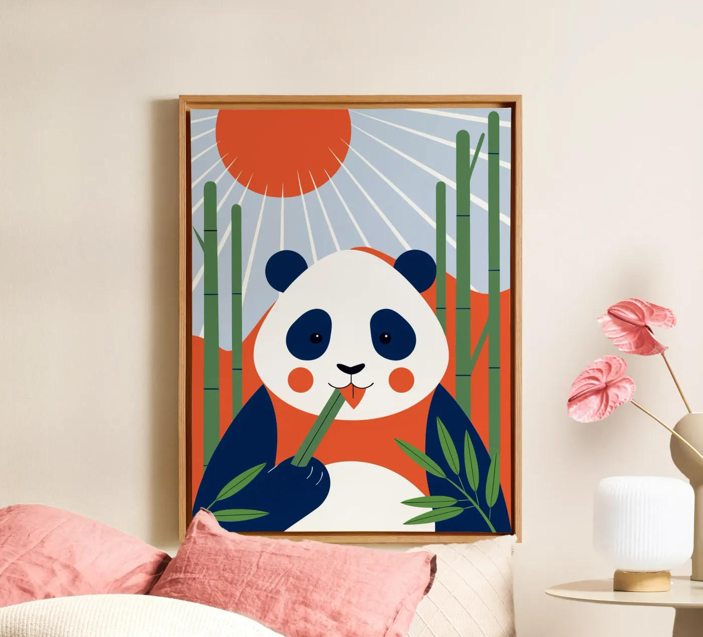 Panda en zonsopgang canvas van PROTECT ANIMALS