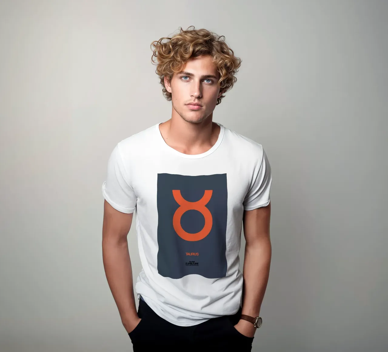 Taurus Zodiac Sign Orange t-shirt by Naxart
