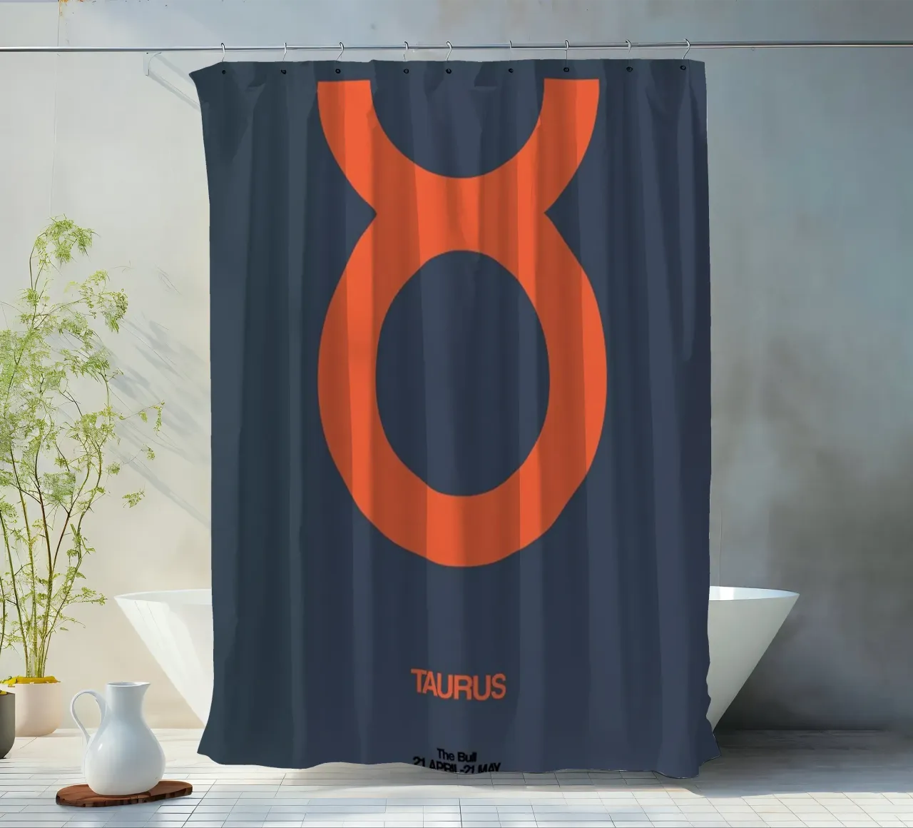 Taurus Zodiac Sign Orange shower curtain by Naxart