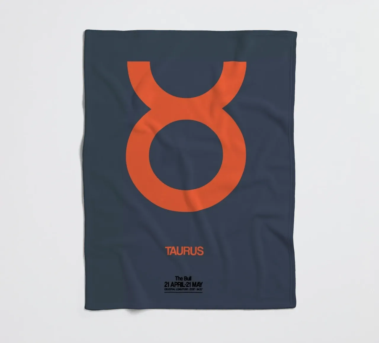 Taurus Zodiac Sign Orange fleece blanket by Naxart