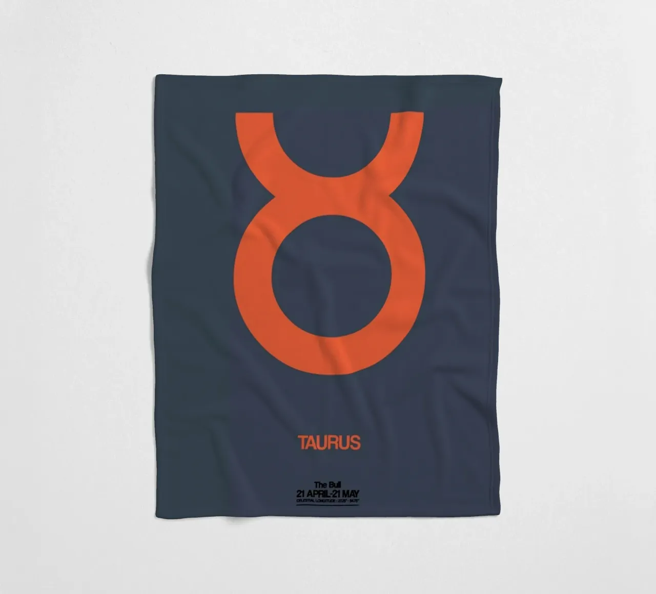 Taurus Zodiac Sign Orange fleece blanket by Naxart