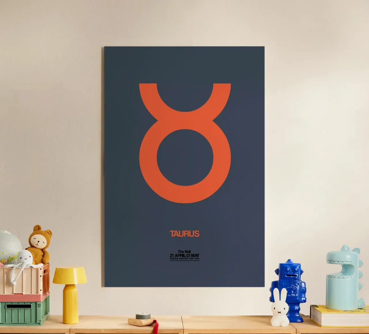 Taurus Zodiac Sign Orange acrylic glass by Naxart