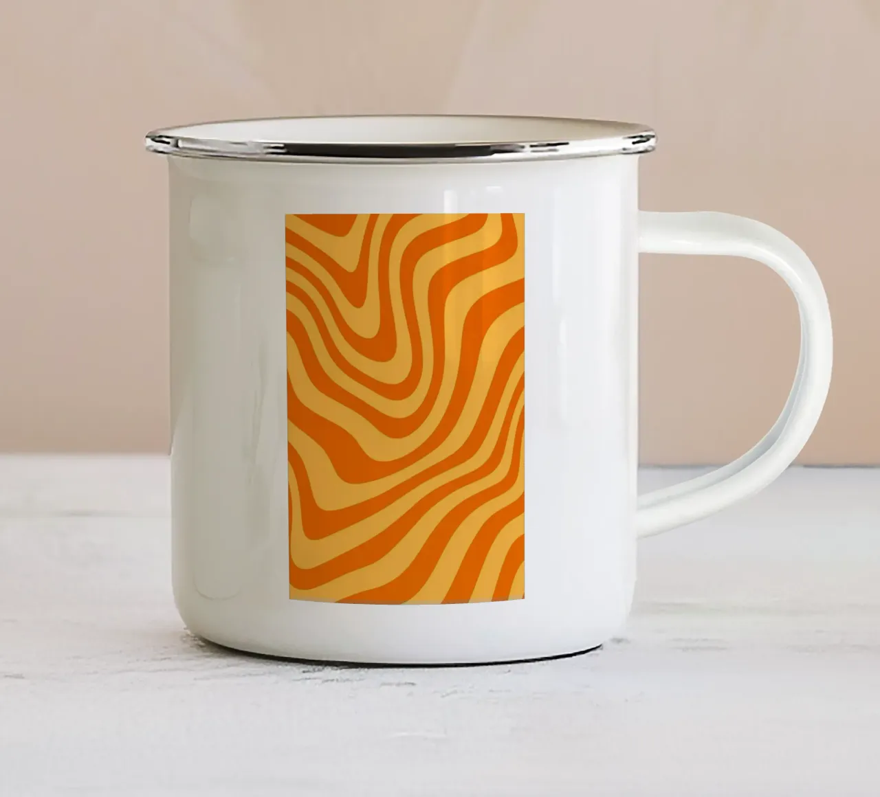 linea arancione astratta tazza in smalto da Joewanda