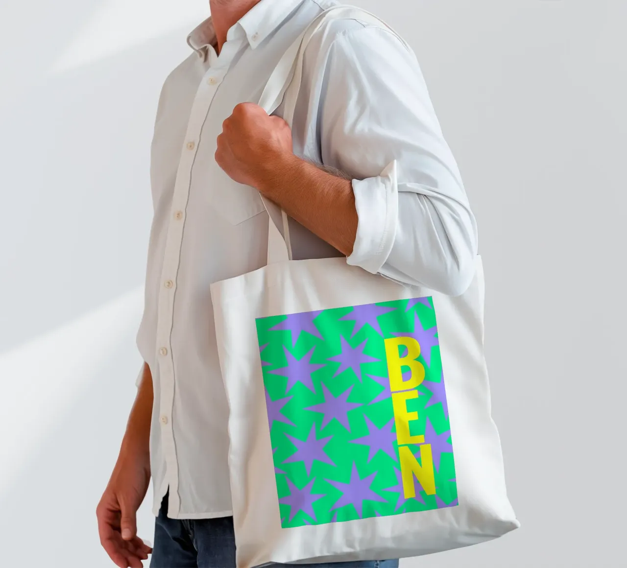 Stars all over - eigener Name/Text borsa in juta da Ohkimiko