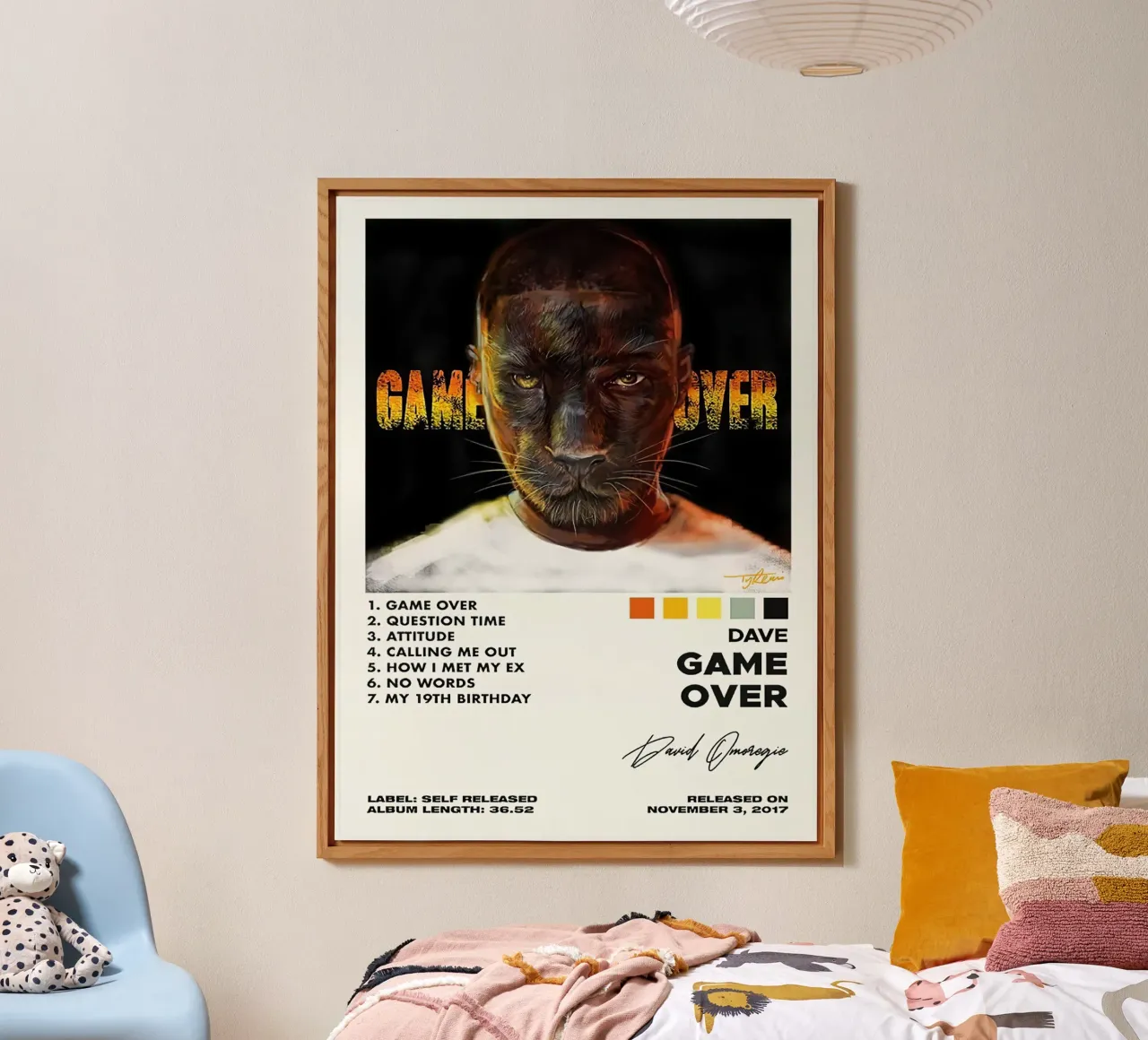 Dave Game Over Tracklists alluminio dibond da Brook Soul King