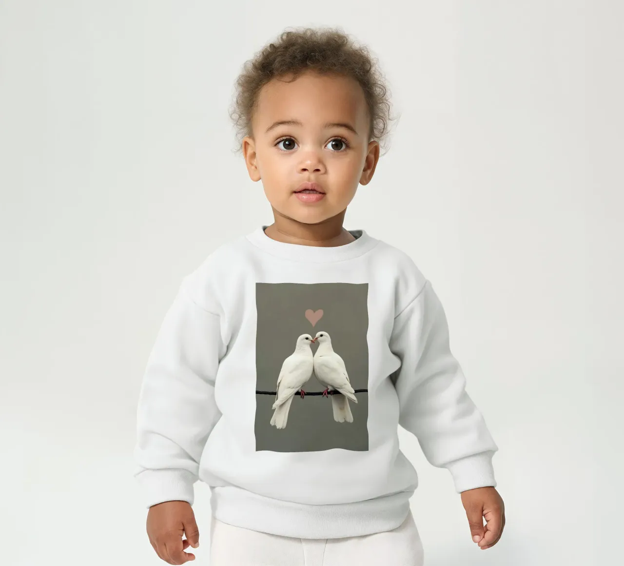 Colombe d'amore - Coppia di colombe bianche minimaliste felpa neonato da Graceful Desine