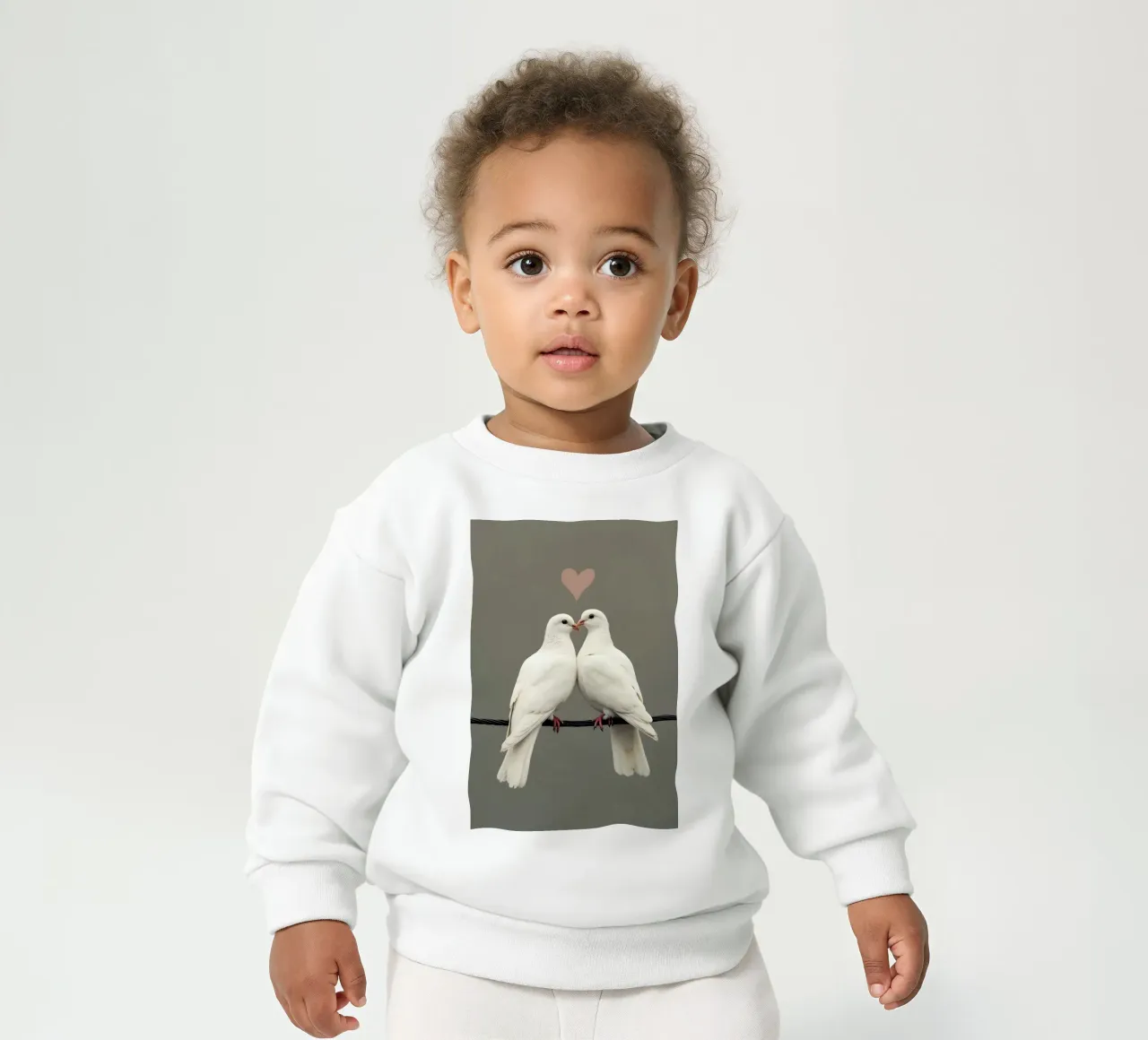 Colombe d'amore - Coppia di colombe bianche minimaliste felpa neonato da Graceful Desine