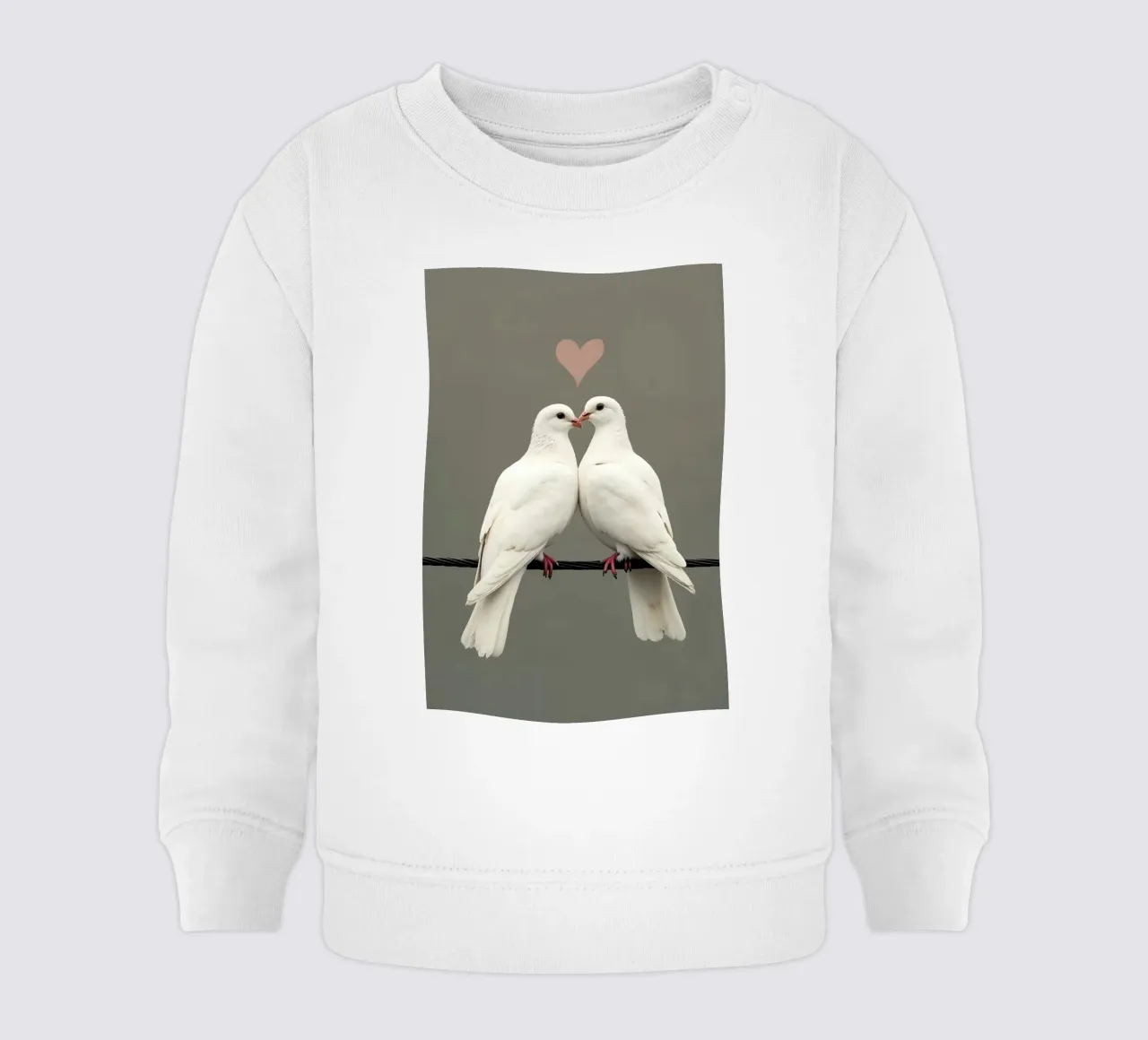 Colombe d'amore - Coppia di colombe bianche minimaliste felpa neonato da Graceful Desine