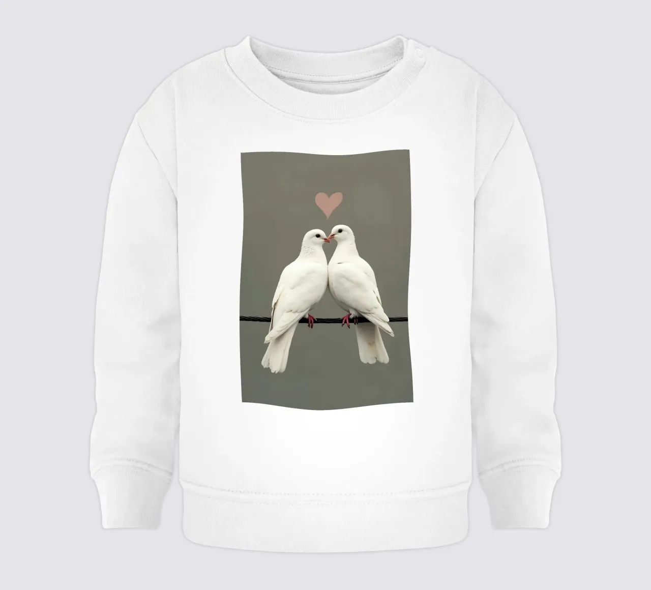 Colombe d'amore - Coppia di colombe bianche minimaliste felpa neonato da Graceful Desine