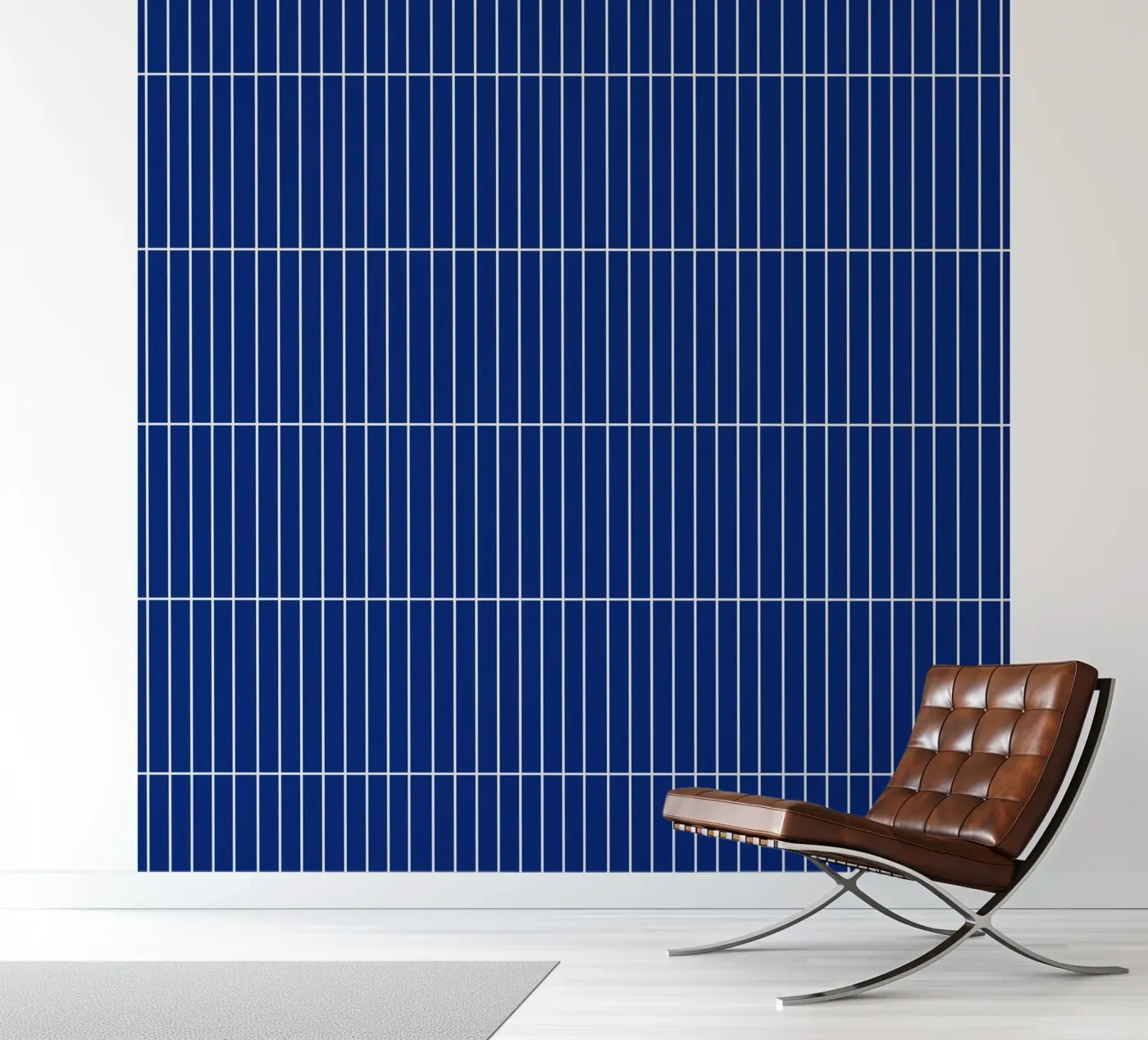 Wit rechthoekig raster op blauw fotobehang van Timeless moderna