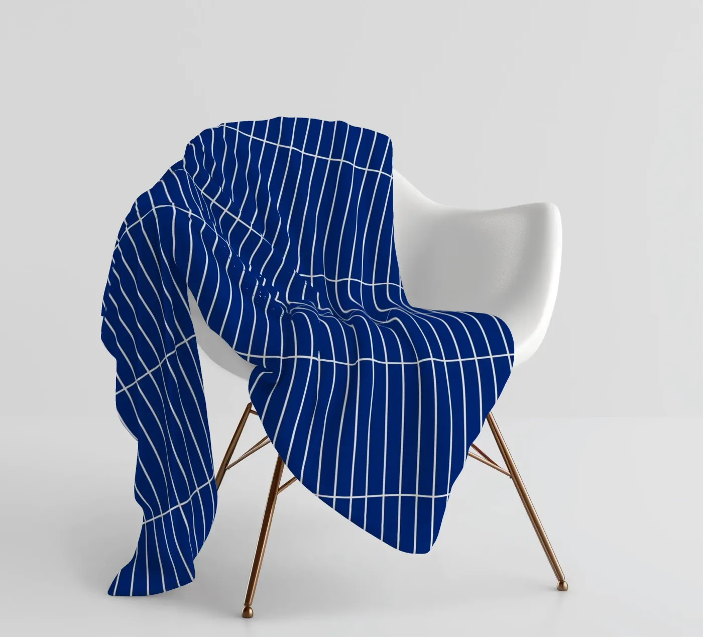 Wit rechthoekig raster op blauw fleecedeken van Timeless moderna