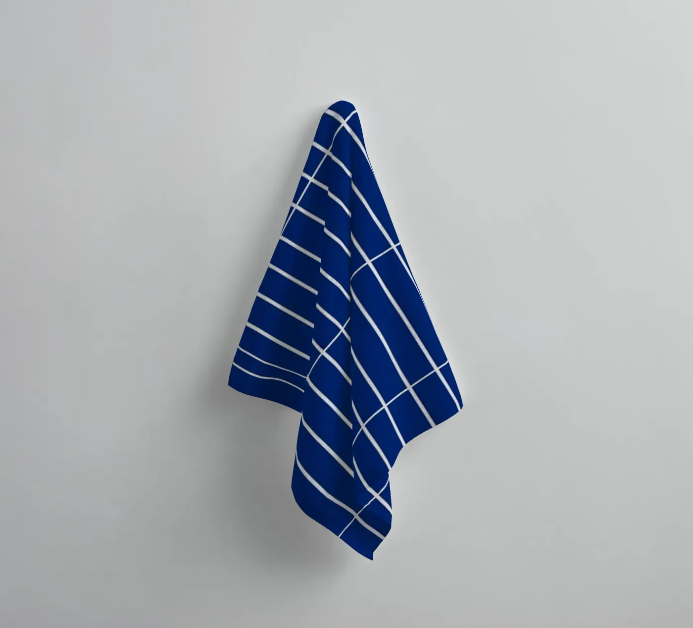 Wit rechthoekig raster op blauw badhanddoek van Timeless moderna