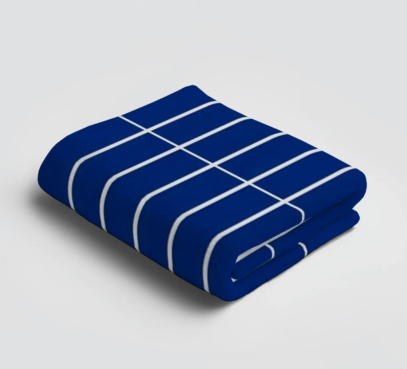 Wit rechthoekig raster op blauw badhanddoek van Timeless moderna