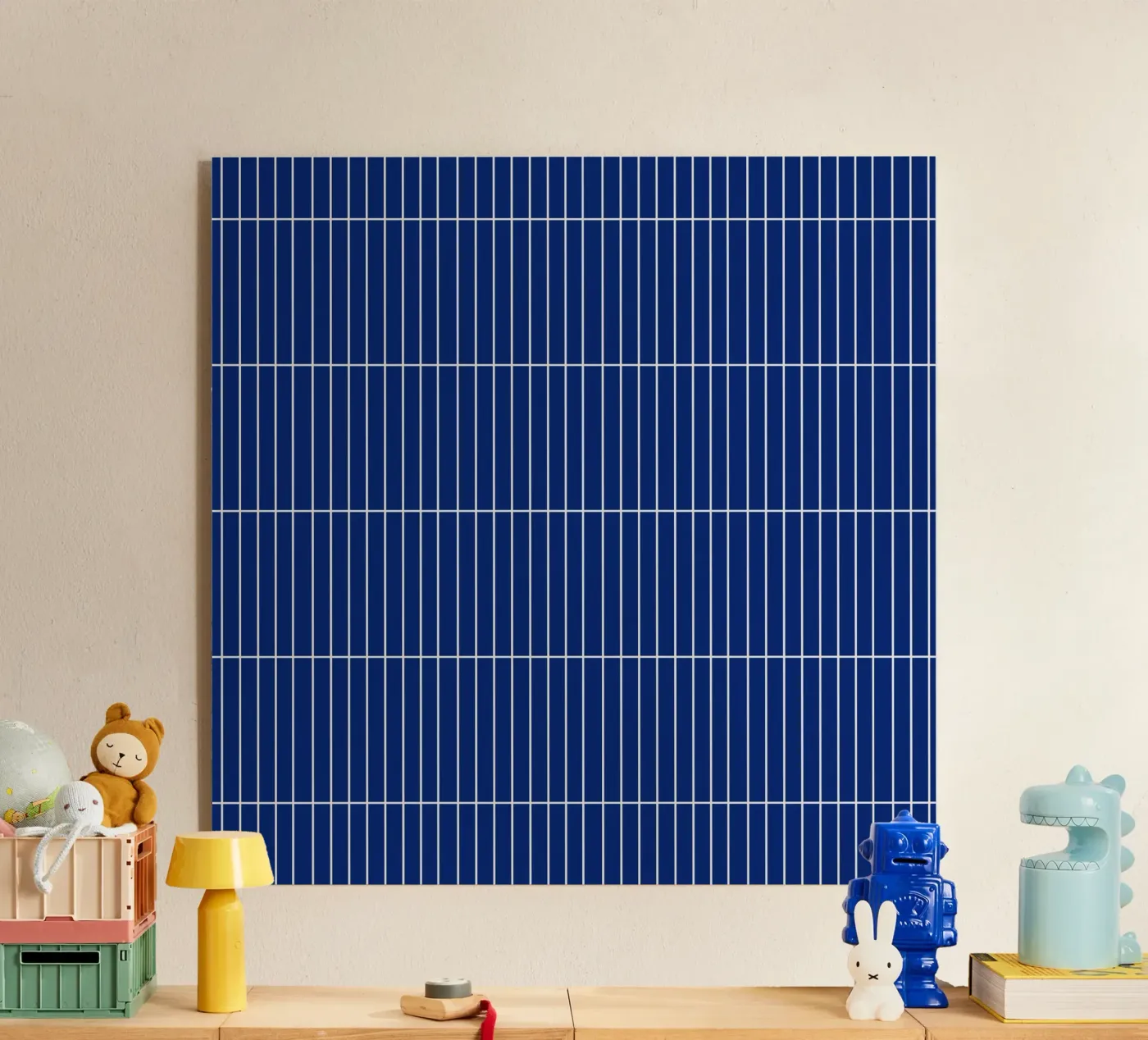 White Rectangular Grid on Blue Acryl-Glas von Timeless moderna