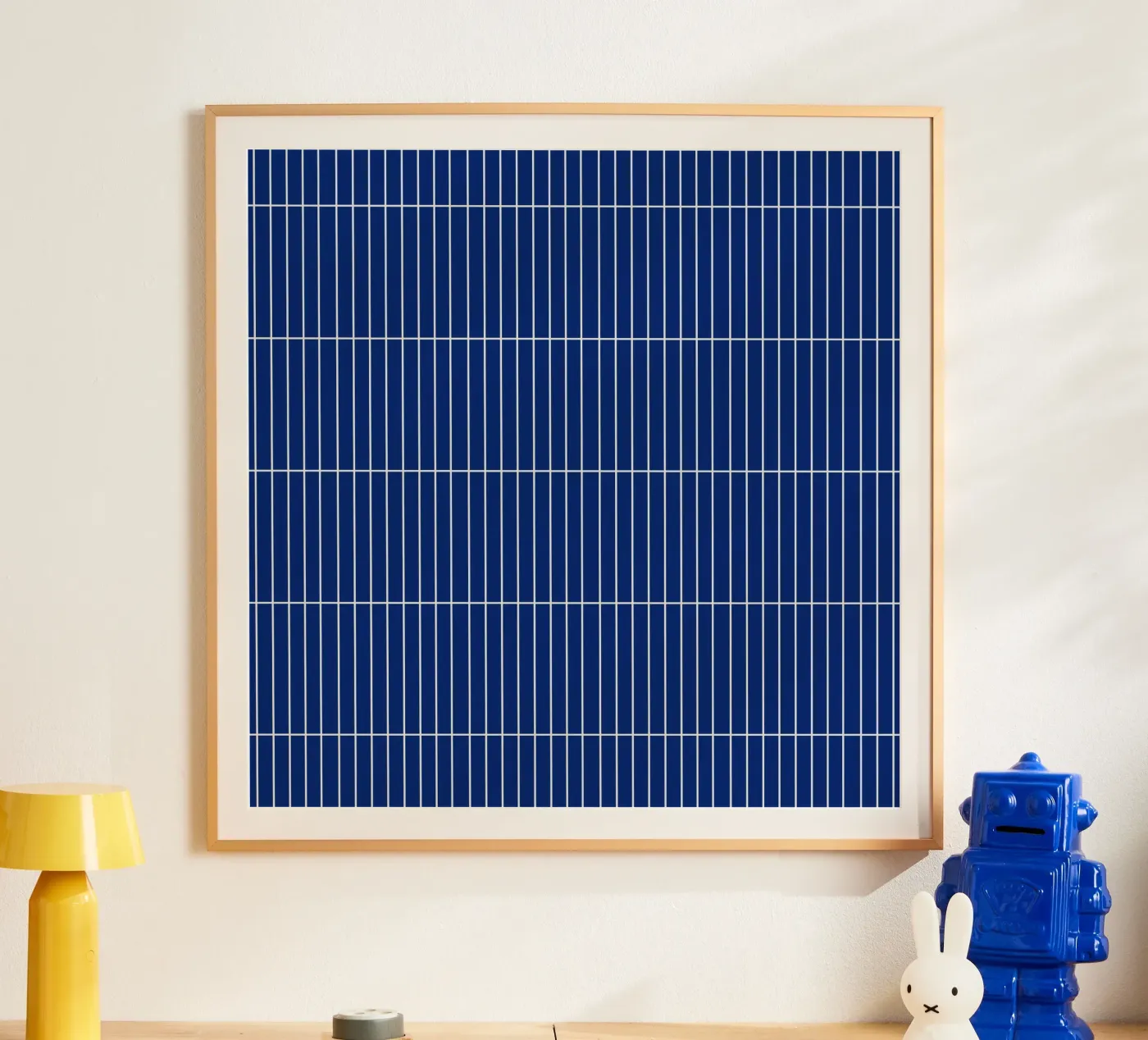 Wit rechthoekig raster op blauw poster van Timeless moderna