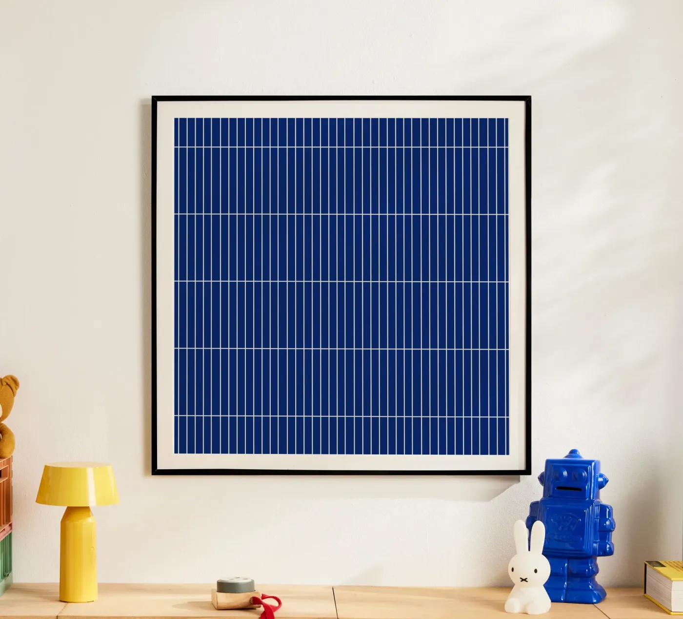 Wit rechthoekig raster op blauw poster van Timeless moderna