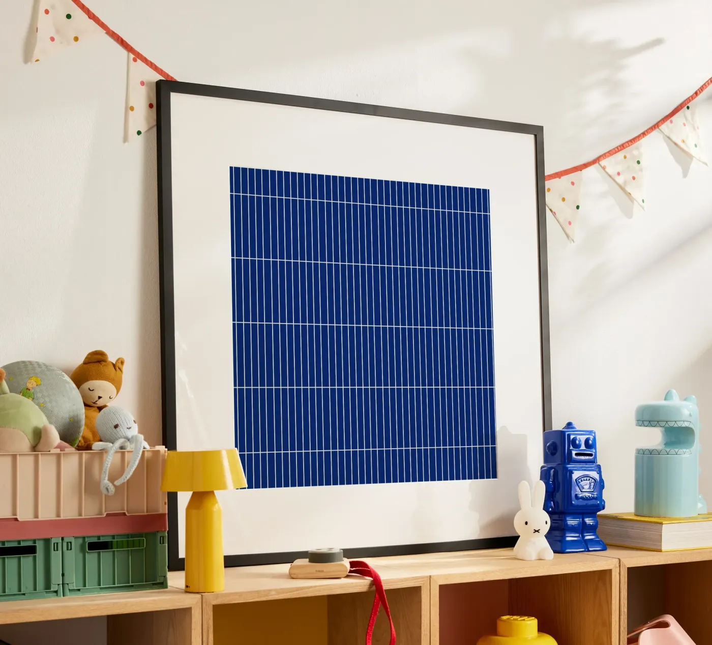 Wit rechthoekig raster op blauw poster van Timeless moderna