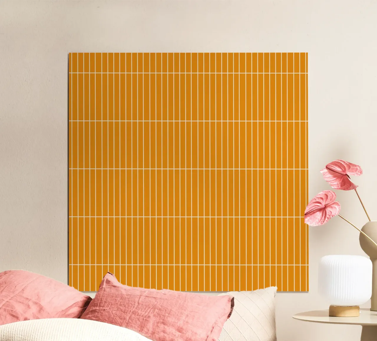 White Rectangular Grid on Yellow poster da Timeless moderna
