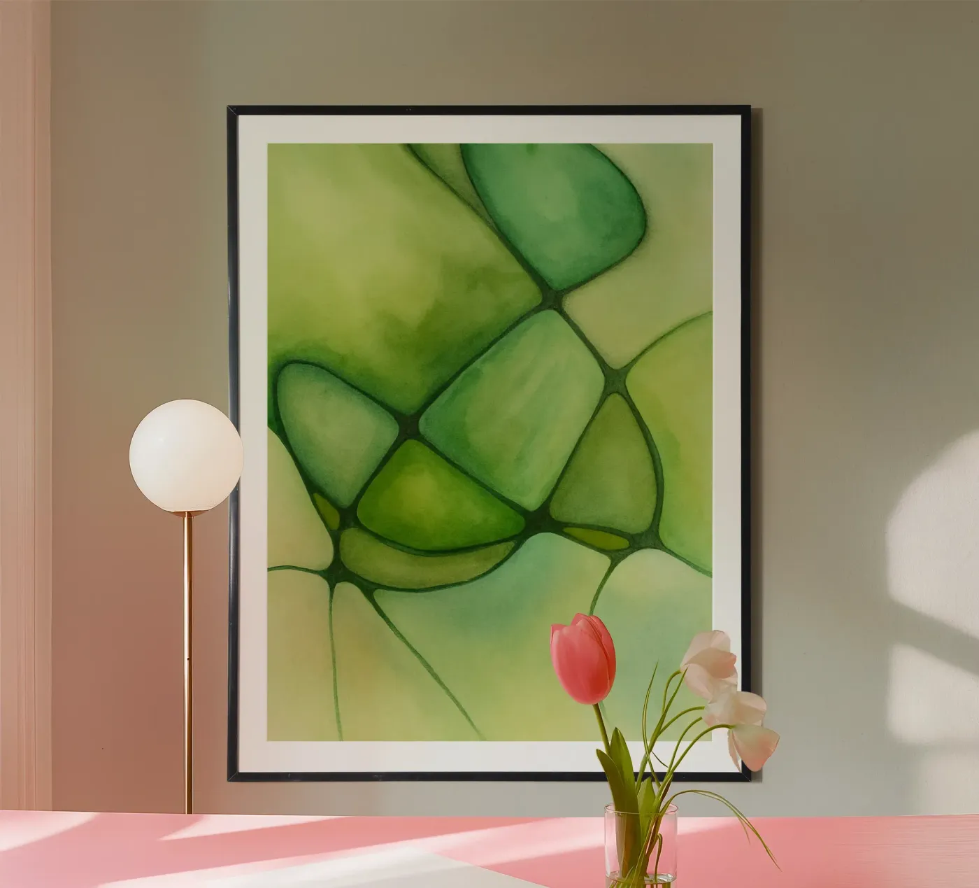 Green Lines poster van Pia