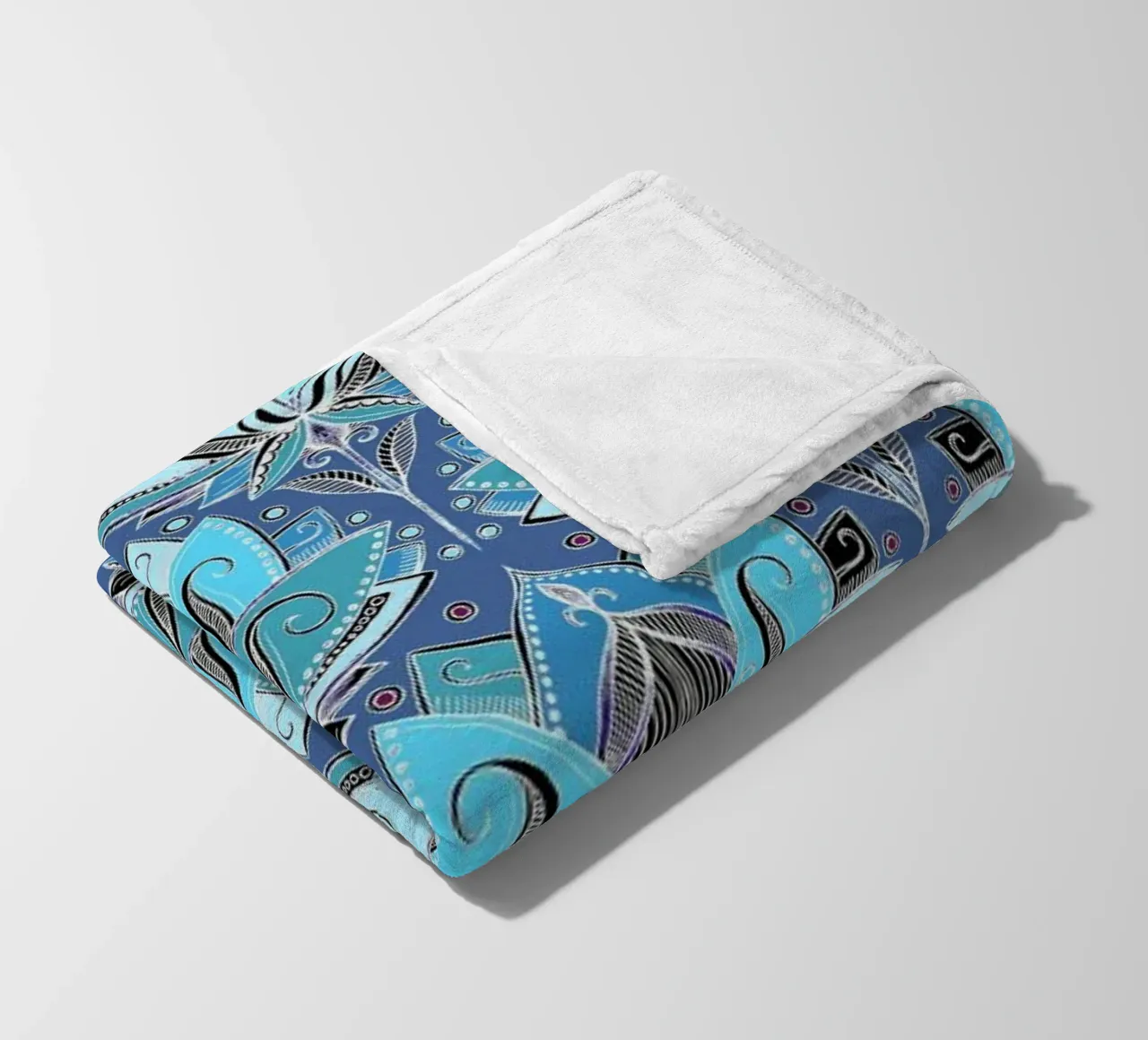 Art Deco Teal Lotus Pattern coperta in pile da Micklyn Le Feuvre