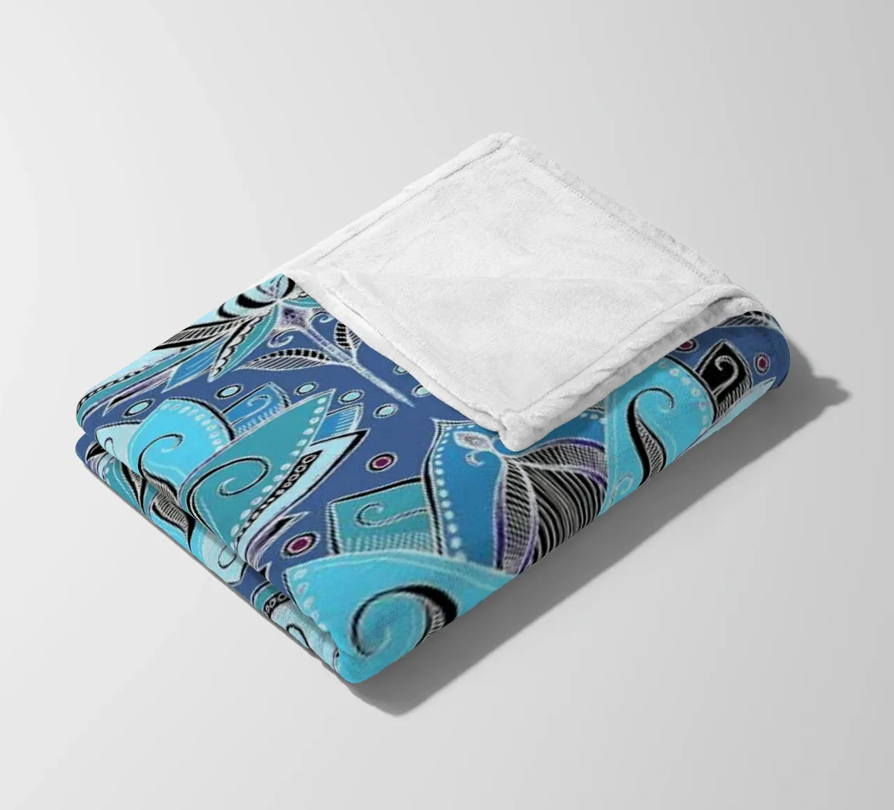 Art Deco Teal Lotus Pattern coperta in pile da Micklyn Le Feuvre