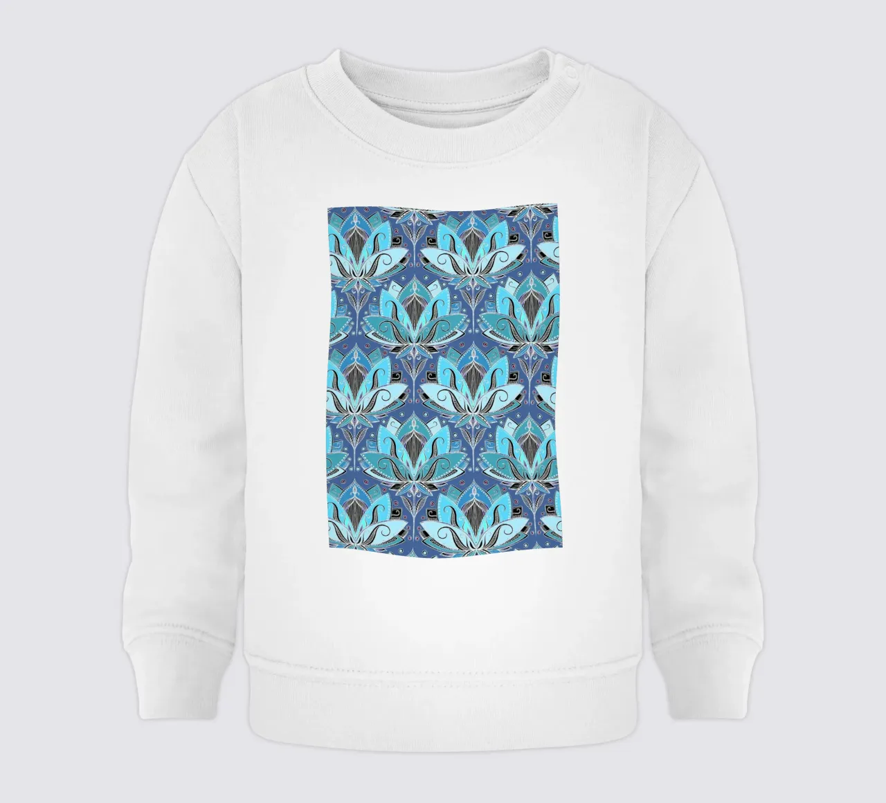 Art Deco Teal Lotus Pattern felpa neonato da Micklyn Le Feuvre
