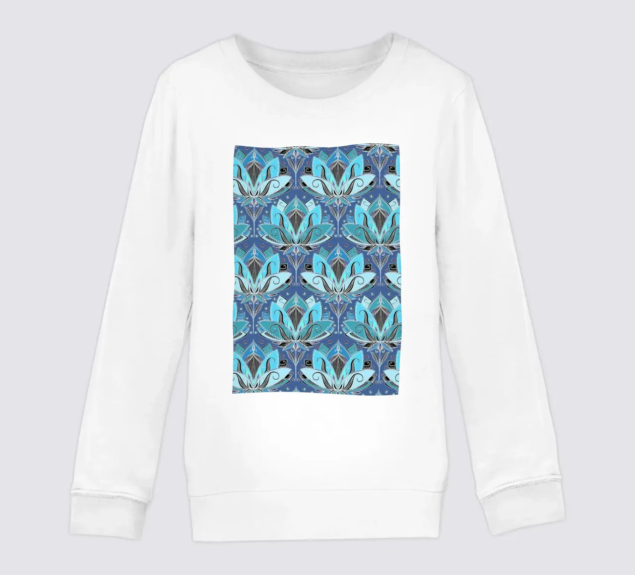 Art Deco Teal Lotus Pattern felpa bambino da Micklyn Le Feuvre