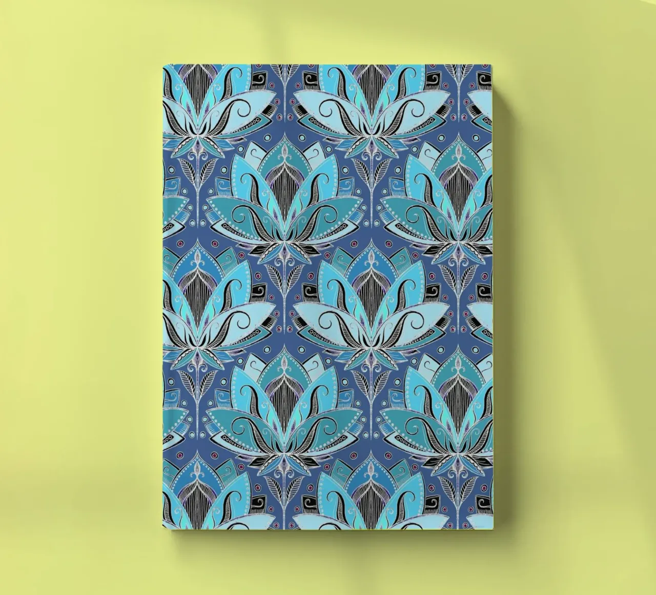Art Deco Teal Lotus Pattern notebook by Micklyn Le Feuvre