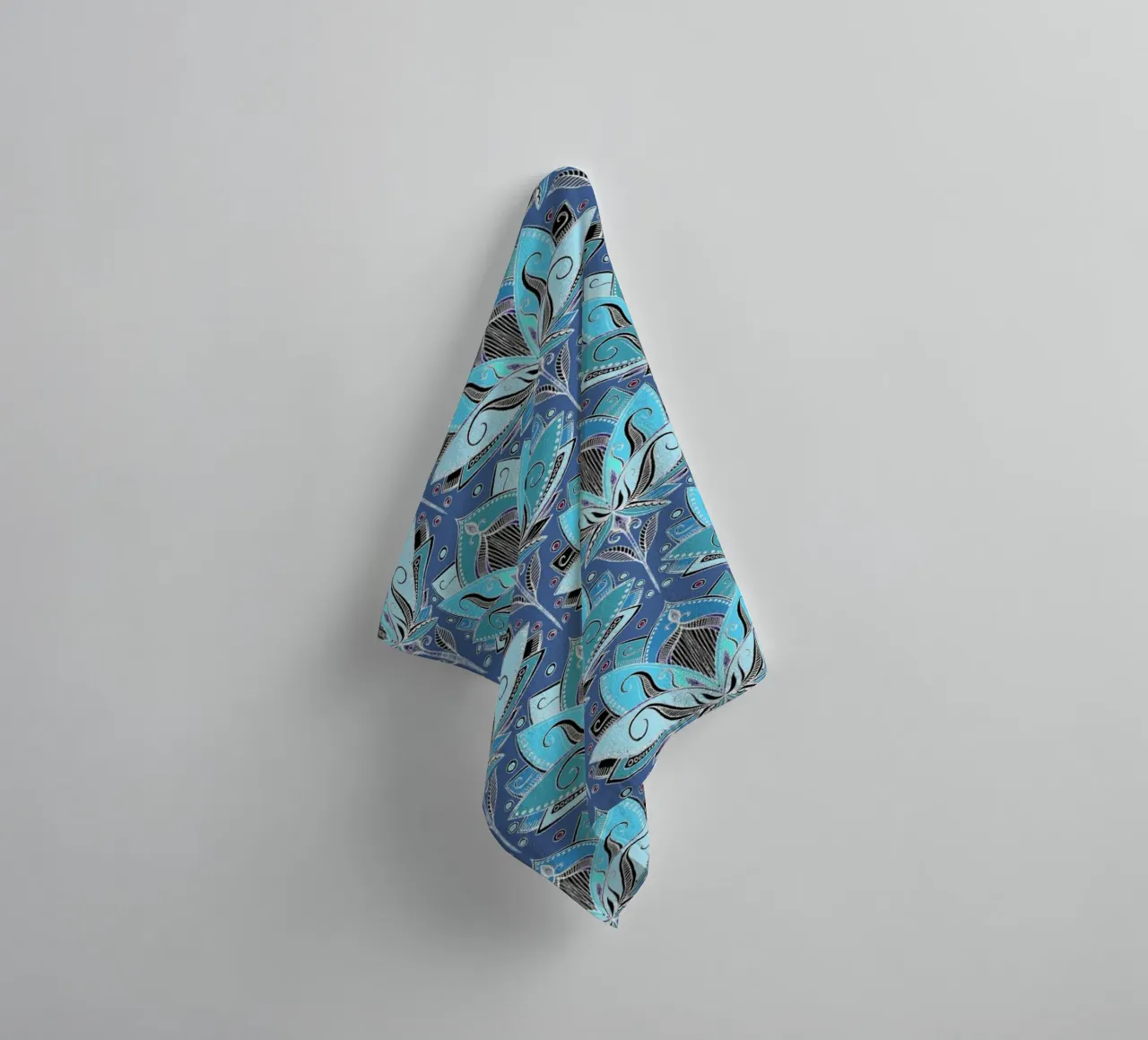 Art Deco Teal Lotus Pattern asciugamano da bagno da Micklyn Le Feuvre
