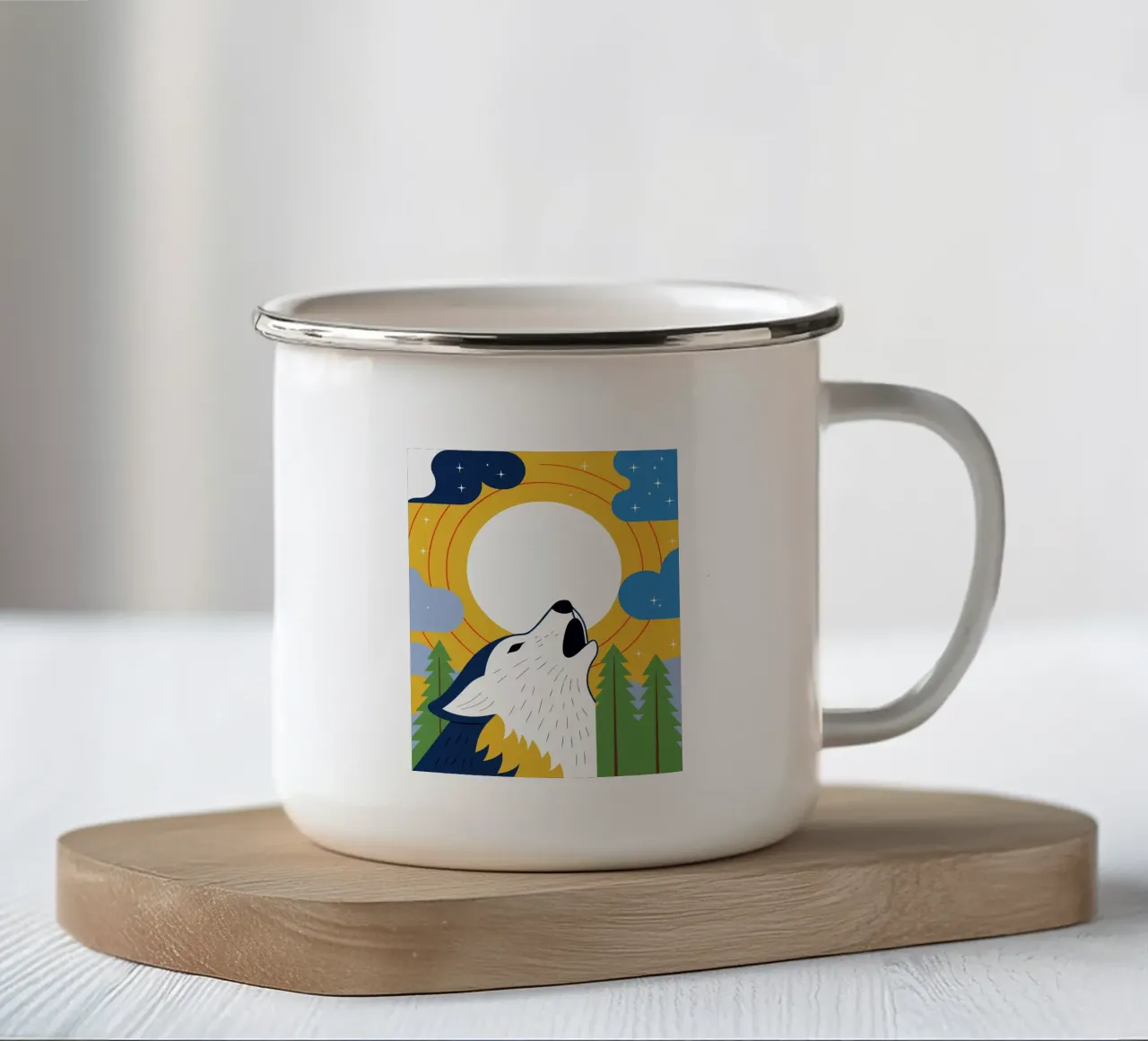 Lupo urlante tazza in smalto da PROTECT ANIMALS