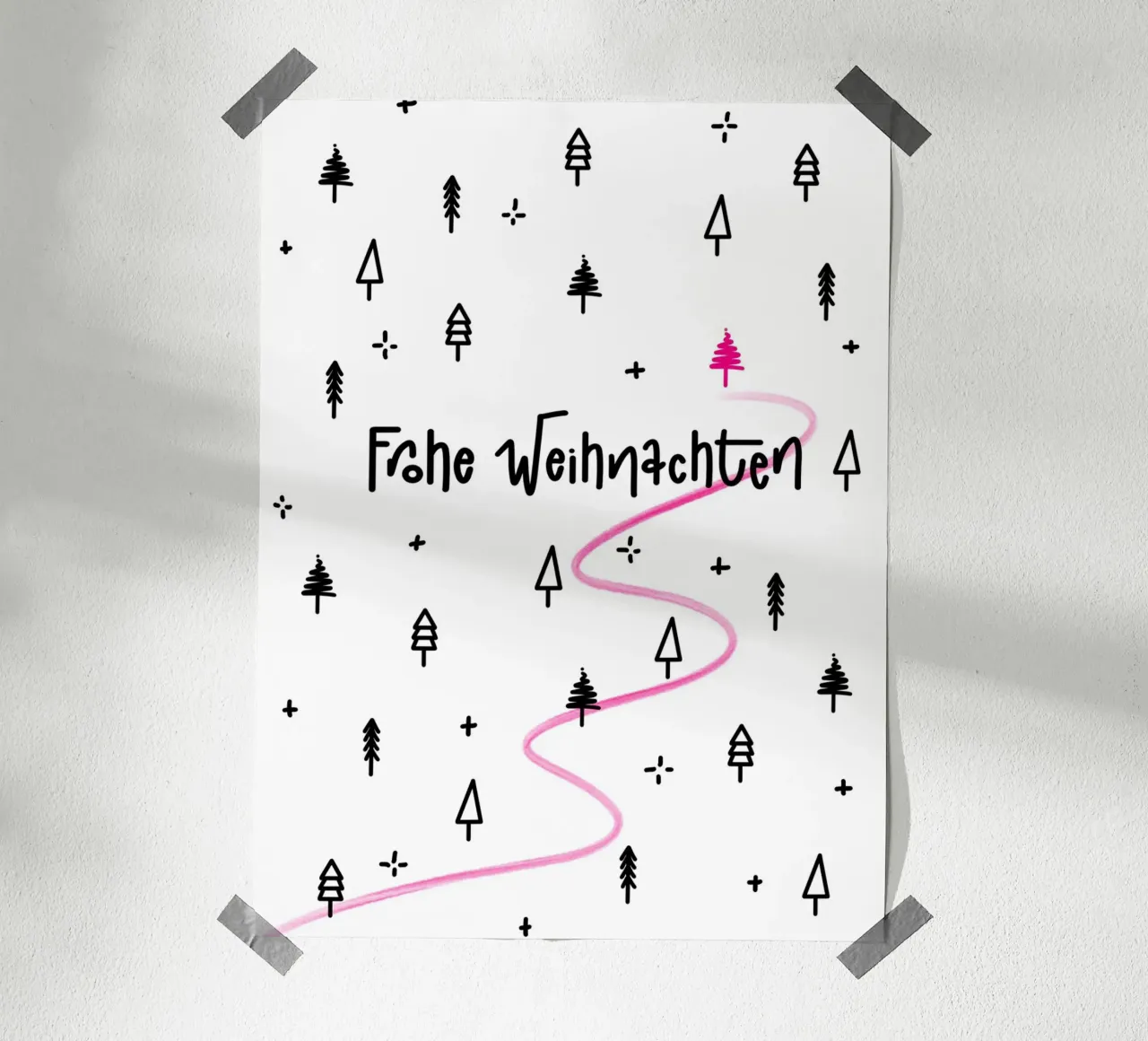 Weihnachten Poster, Winterwald Poster, Tannenbaum pink poster de LIMITED EDITION LETTERS