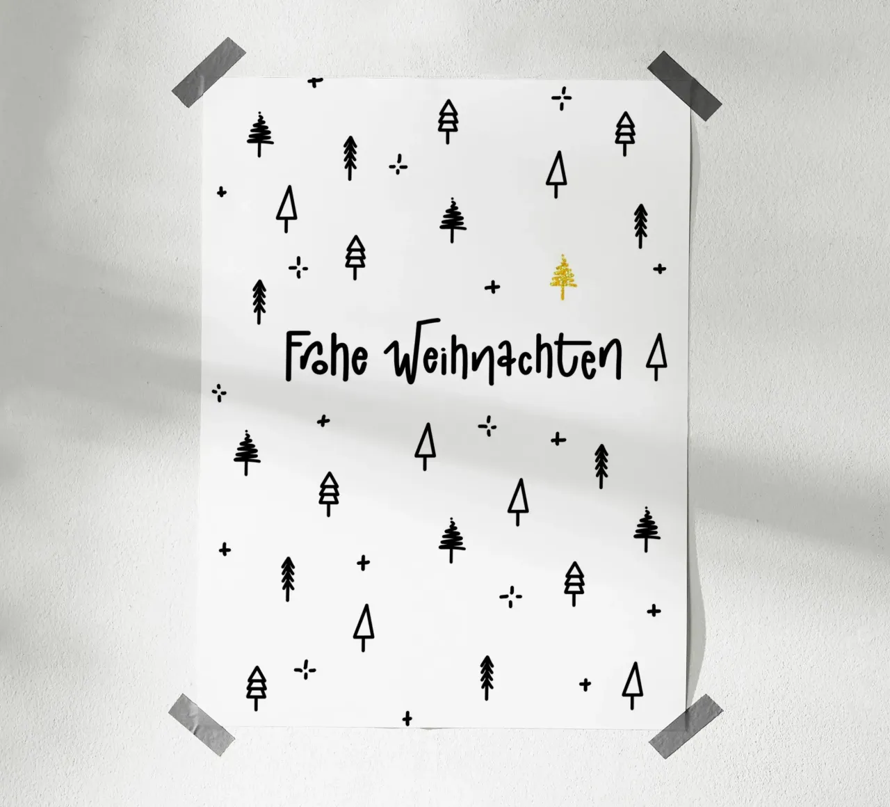 Weihnachten Wald Poster, Tannenbaum gold, Poster Glitzer poster de LIMITED EDITION LETTERS