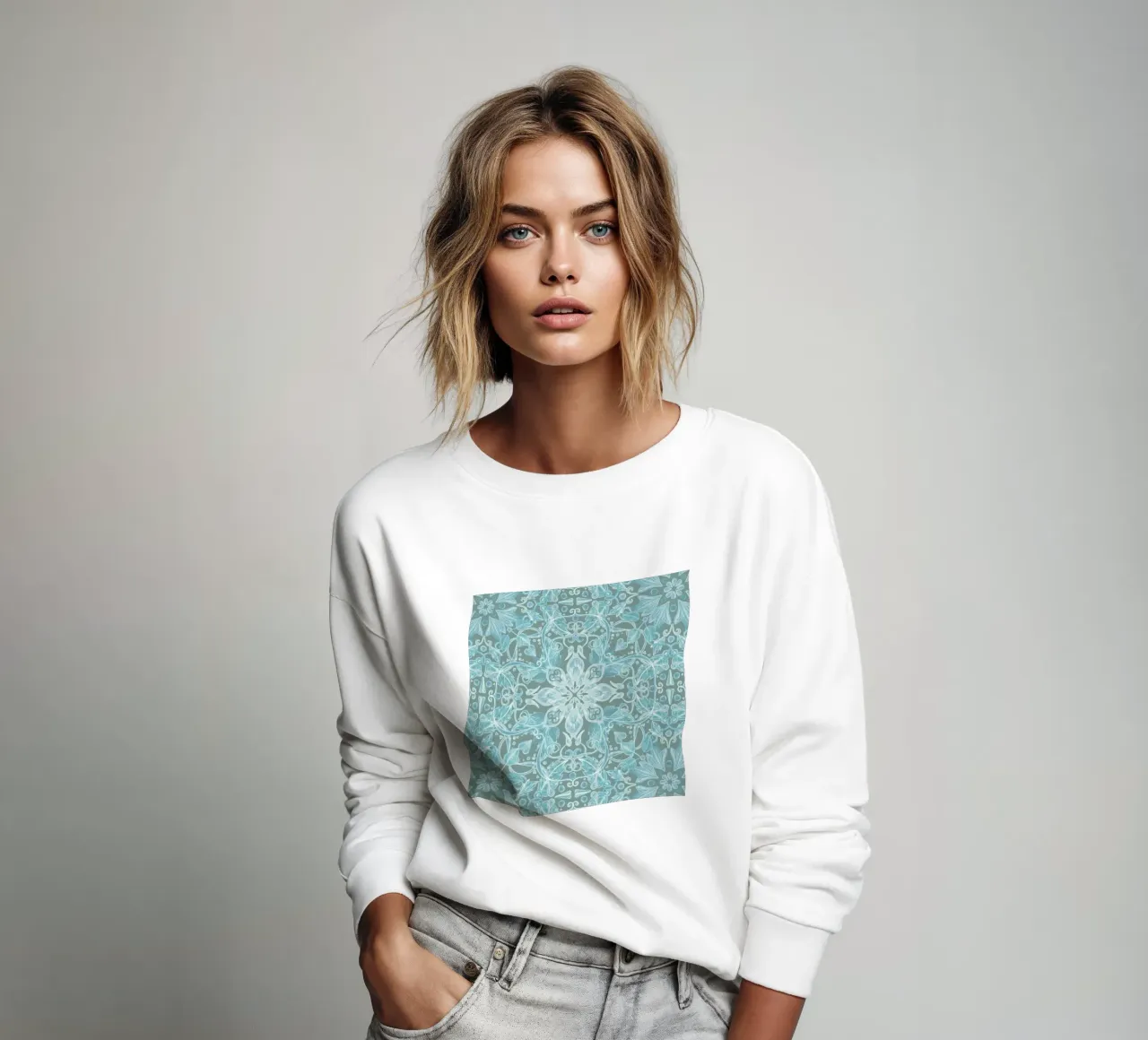 Soft Blue & Grey Floral Pattern felpa da Micklyn Le Feuvre