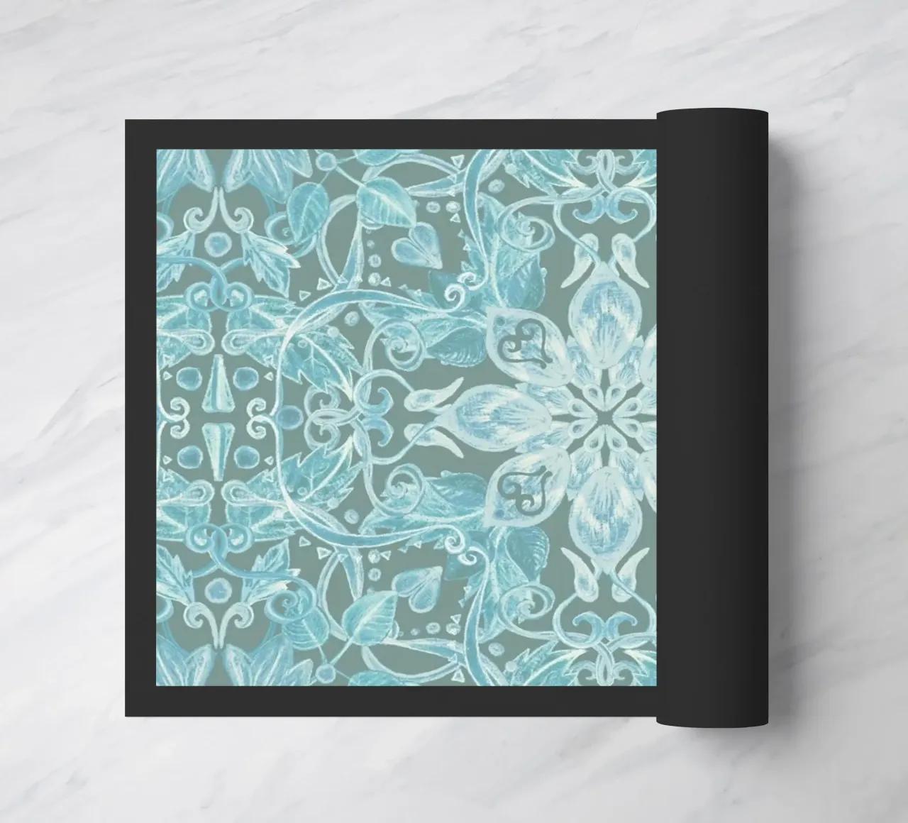 Soft Blue & Grey Floral Pattern zerbino da Micklyn Le Feuvre