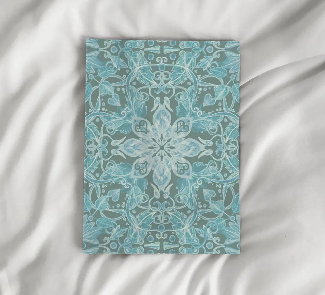 Soft Blue & Grey Floral Pattern notebook by Micklyn Le Feuvre