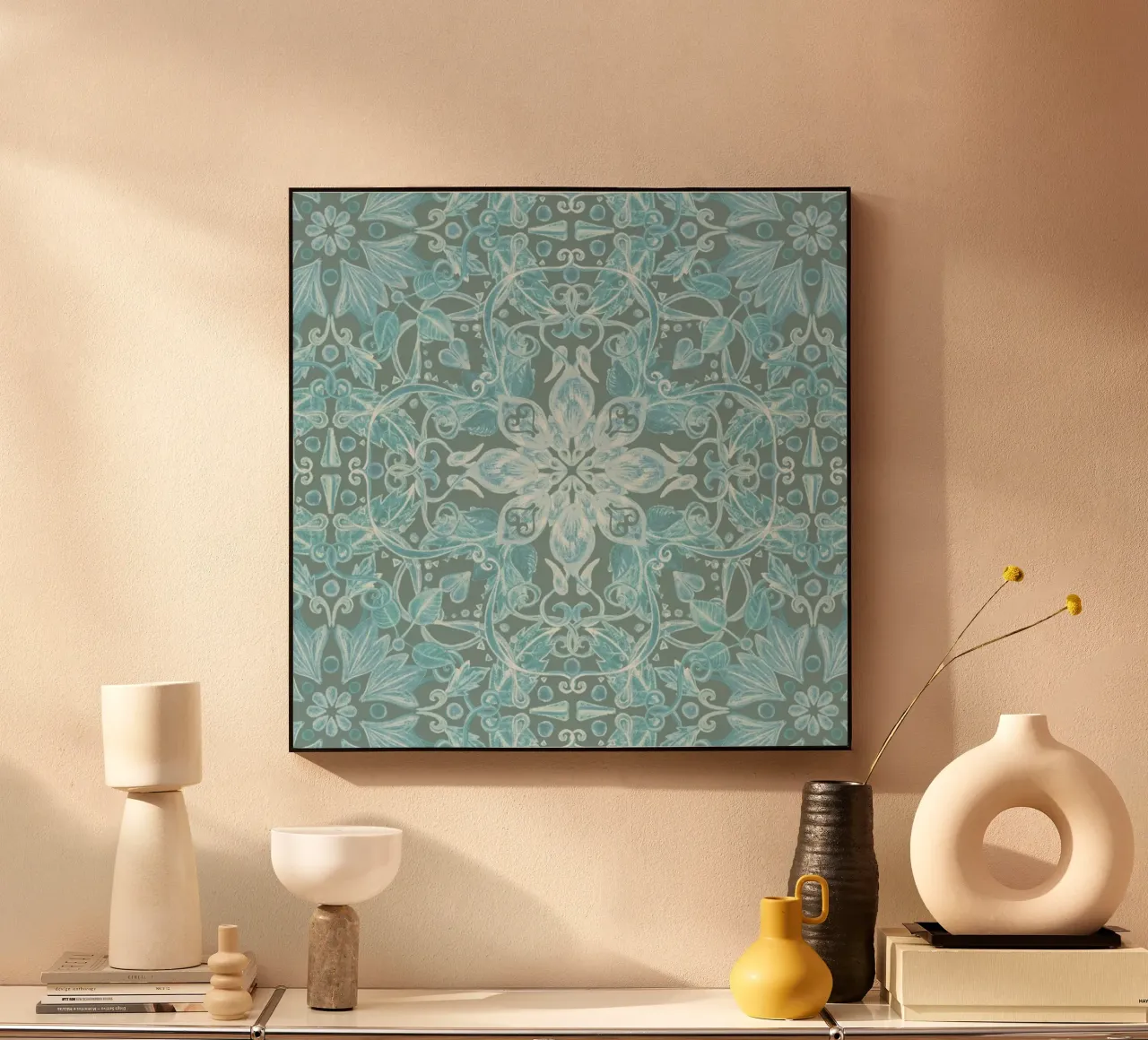 Soft Blue & Grey Floral Pattern forex plate by Micklyn Le Feuvre