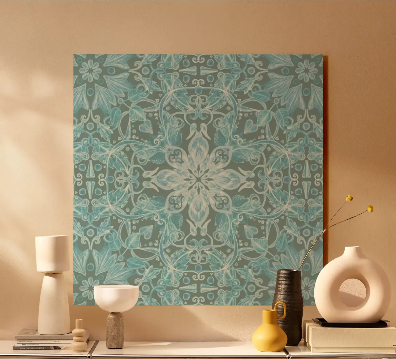 Soft Blue & Grey Floral Pattern forex plate by Micklyn Le Feuvre