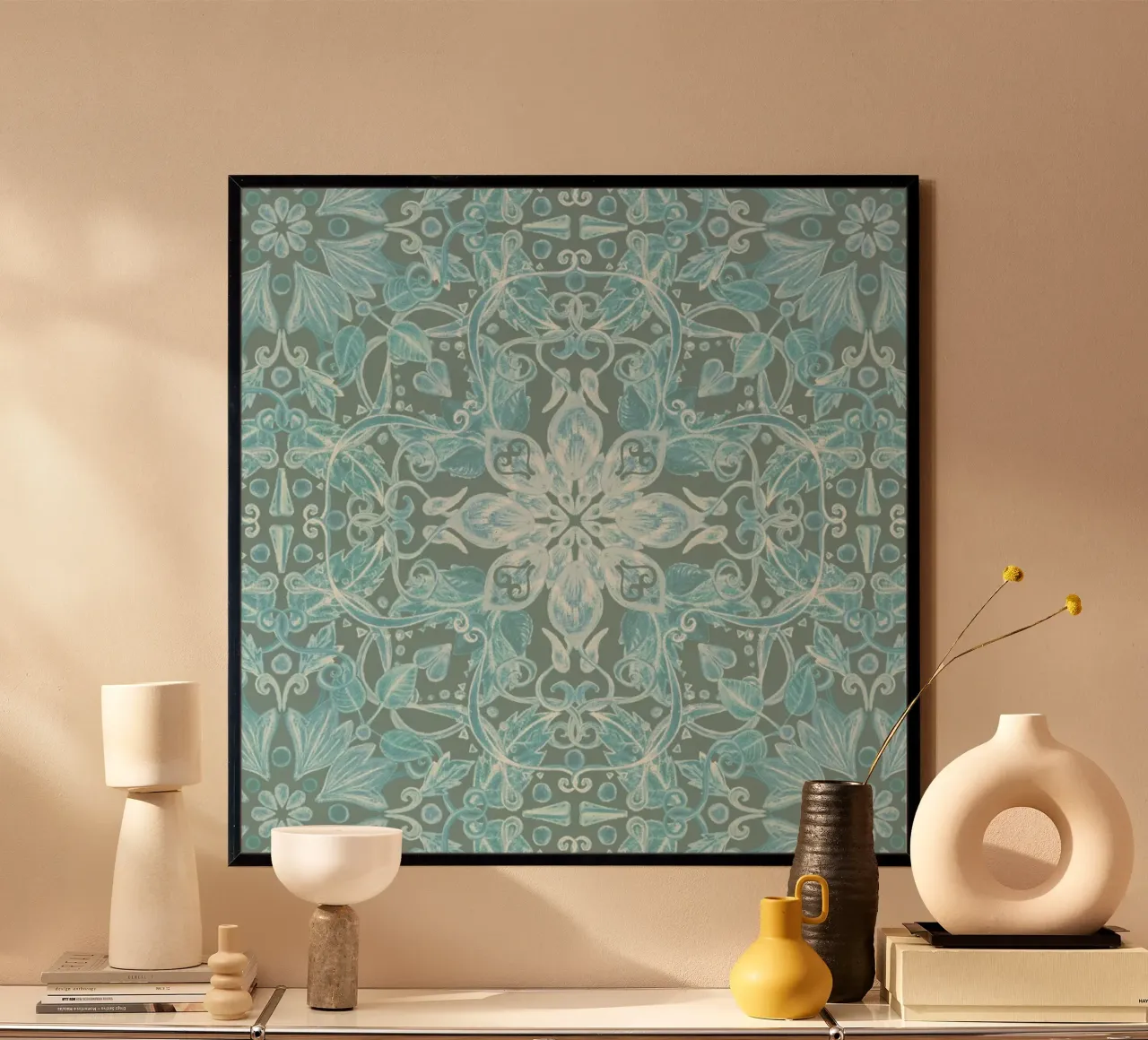 Soft Blue & Grey Floral Pattern Hahnemühle von Micklyn Le Feuvre